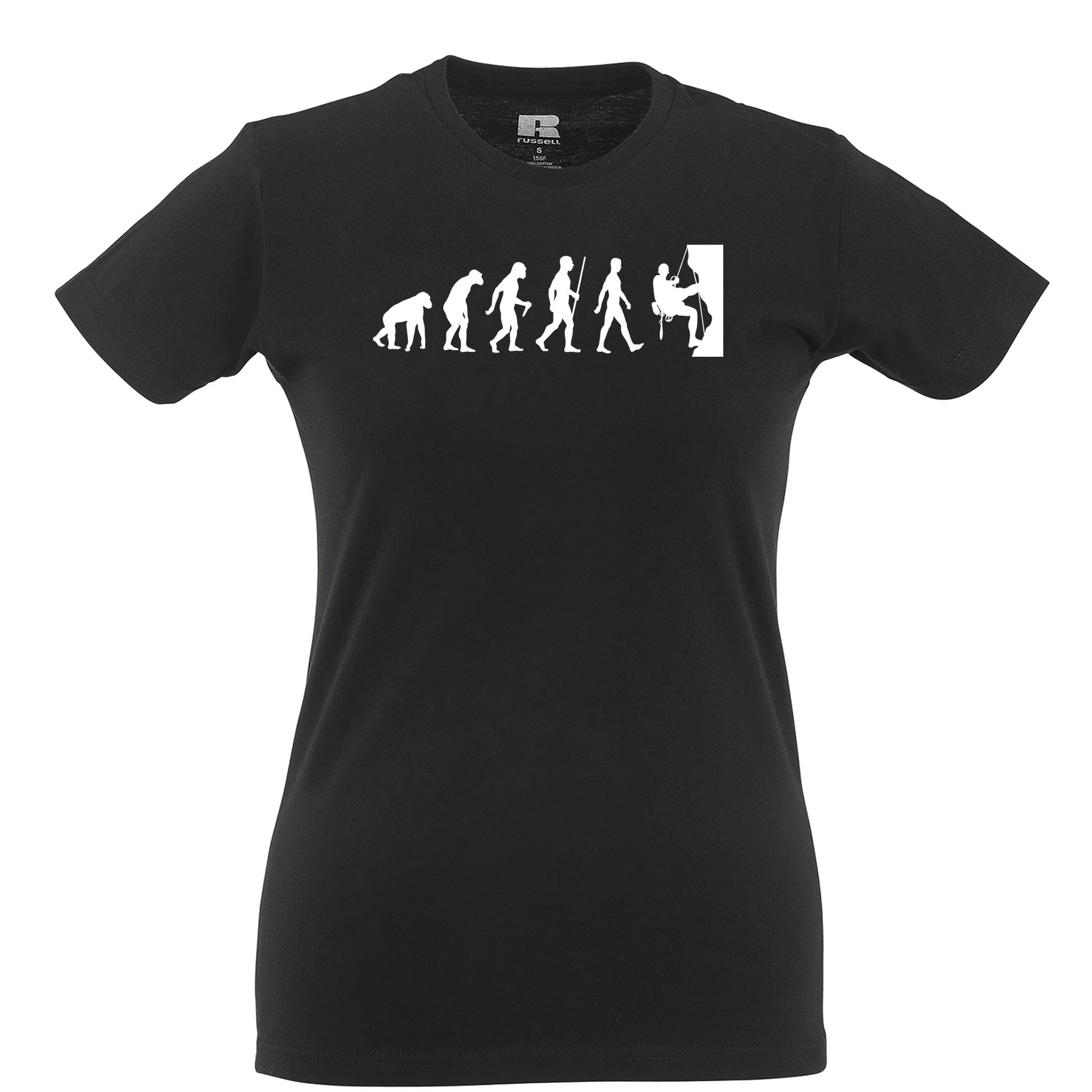 Evolution Of Rock Climbing Womens T Shirt