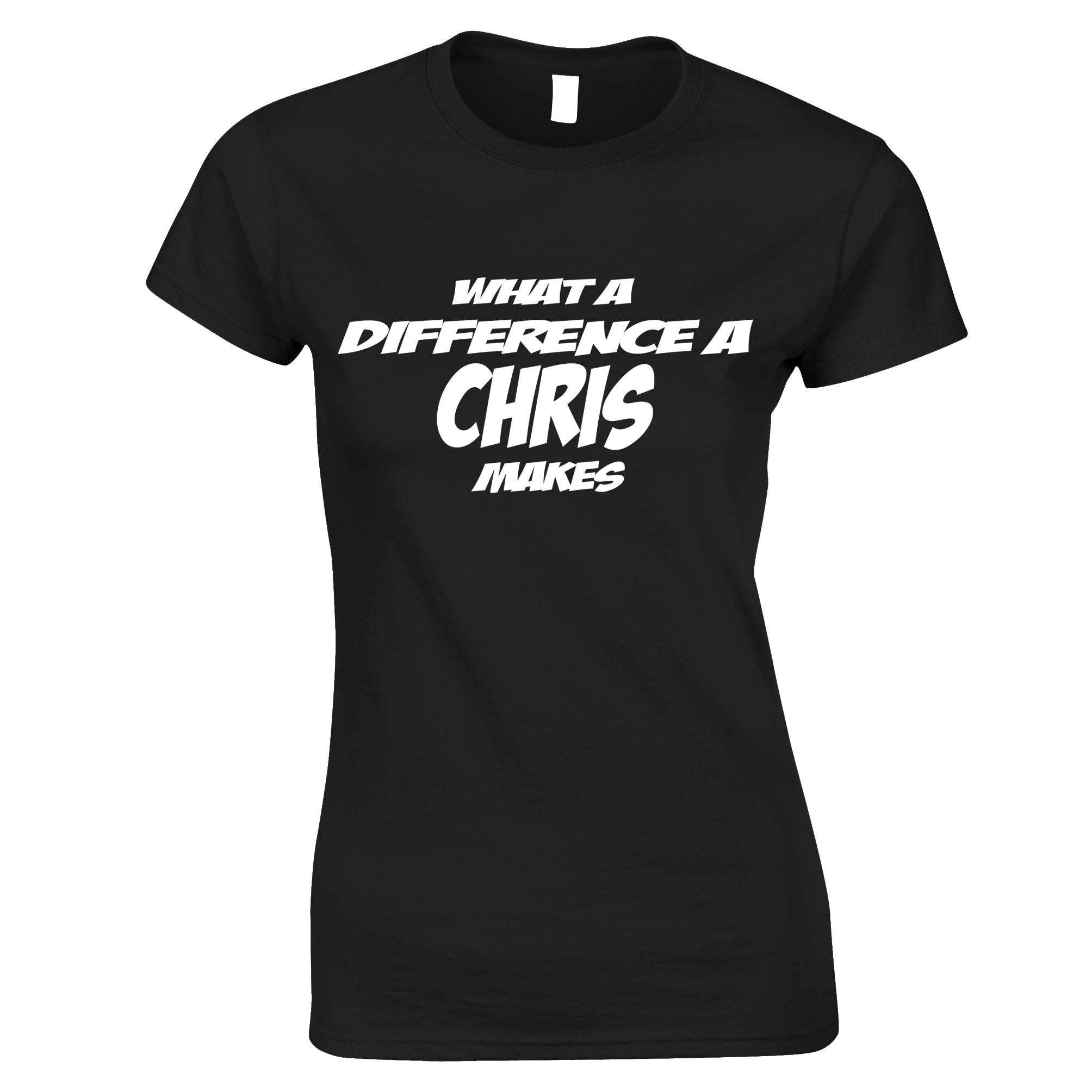 Novelty Womens T Shirt What A Difference A Chris Makes Tee