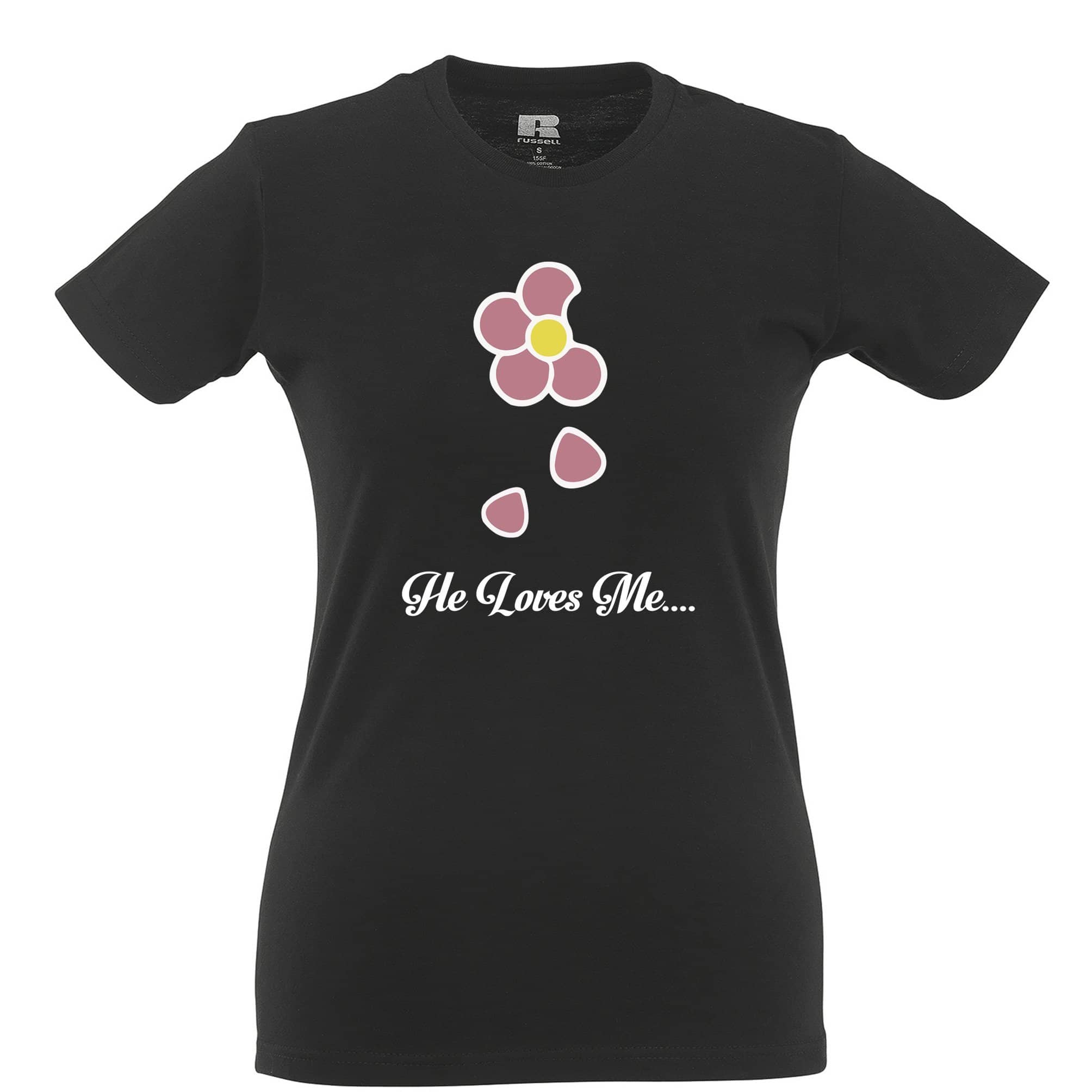 Cute Summer Womens T Shirt He Loves Me... Flower Slogan