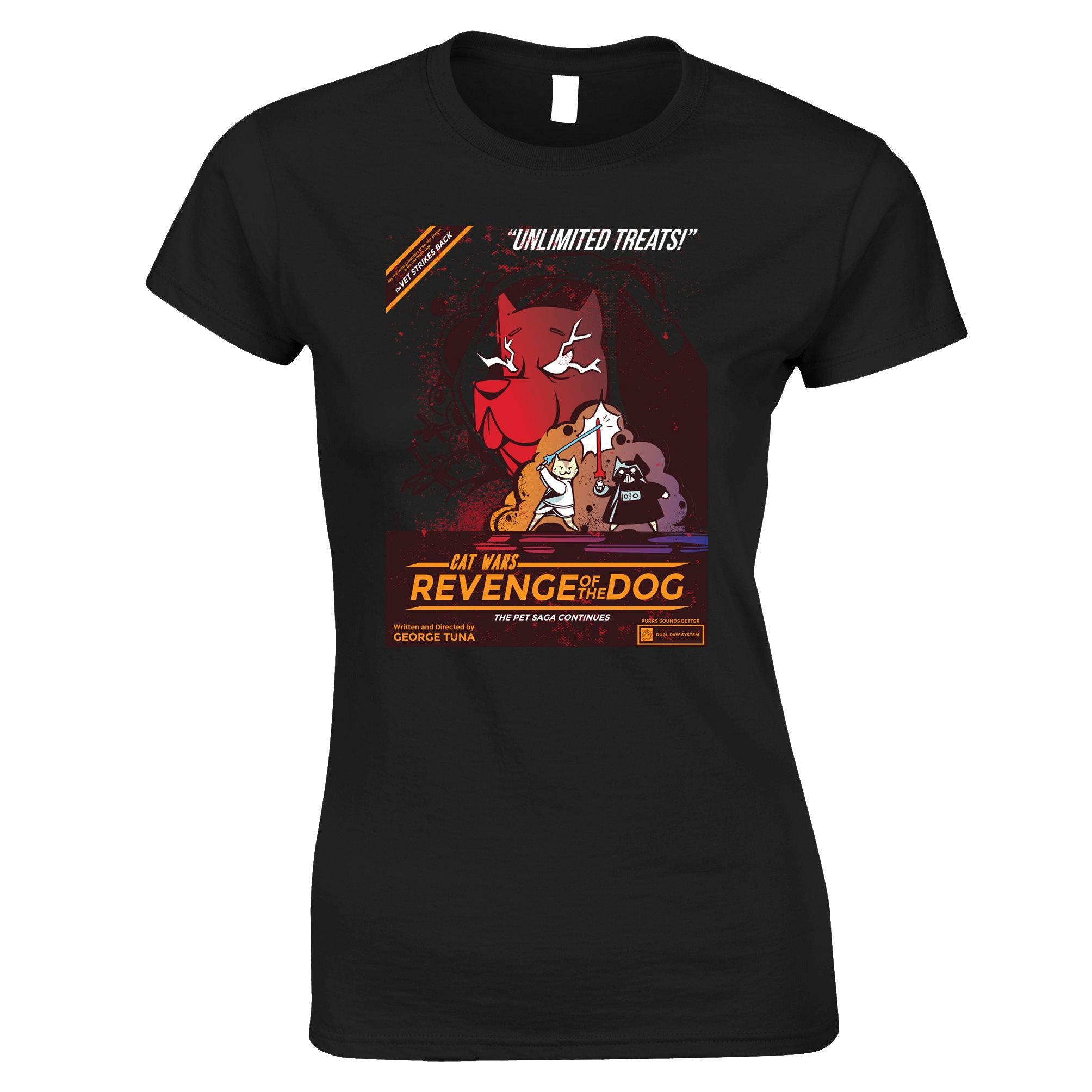 Cat Wars 2 Revenge Of The Dog Womens T Shirt Funny Star Parody