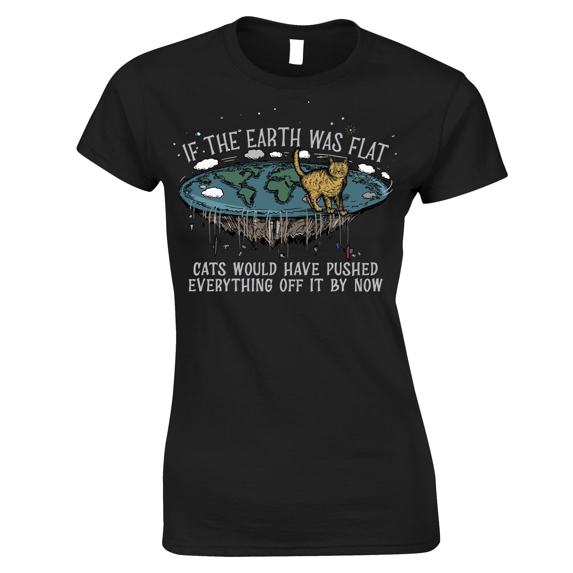 Flat Earth Cat Womens T Shirt