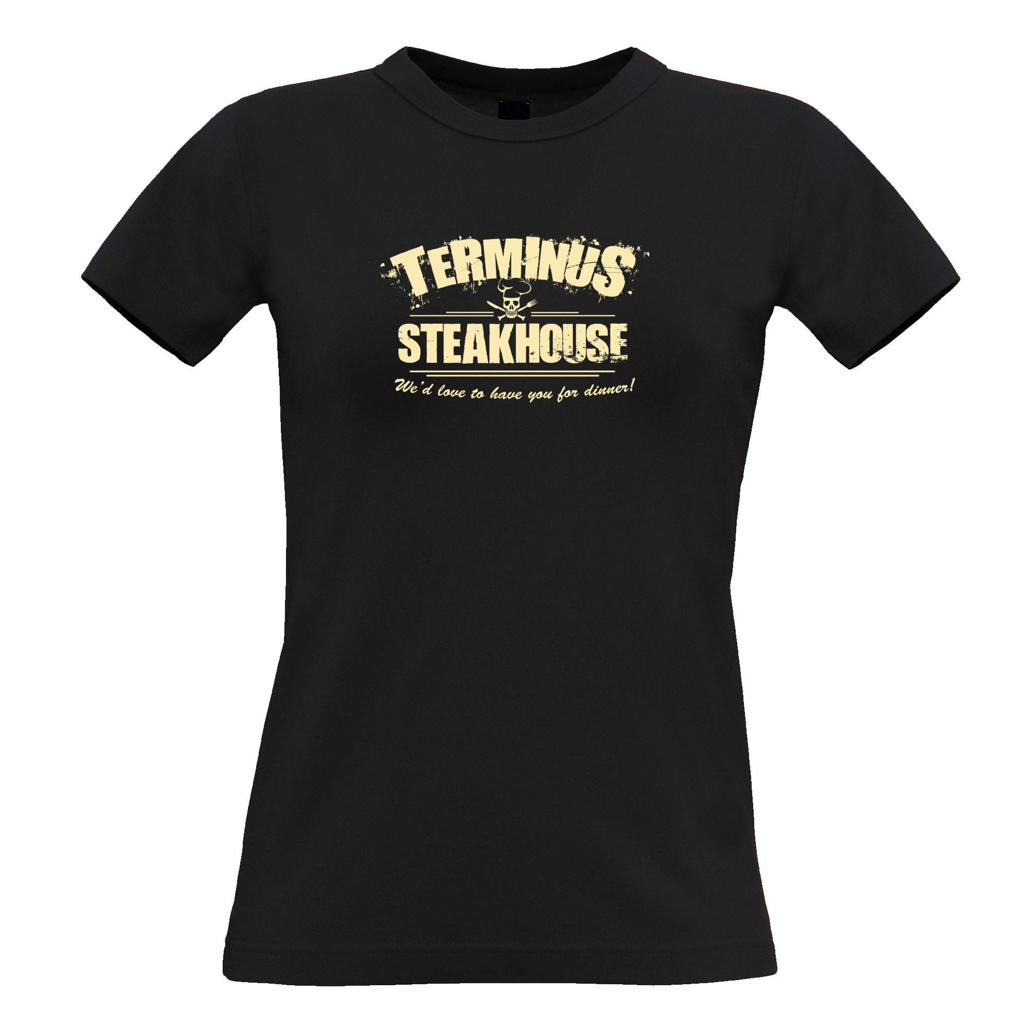 Zombie Womens T Shirt Terminus Steakhouse Restaurant Logo