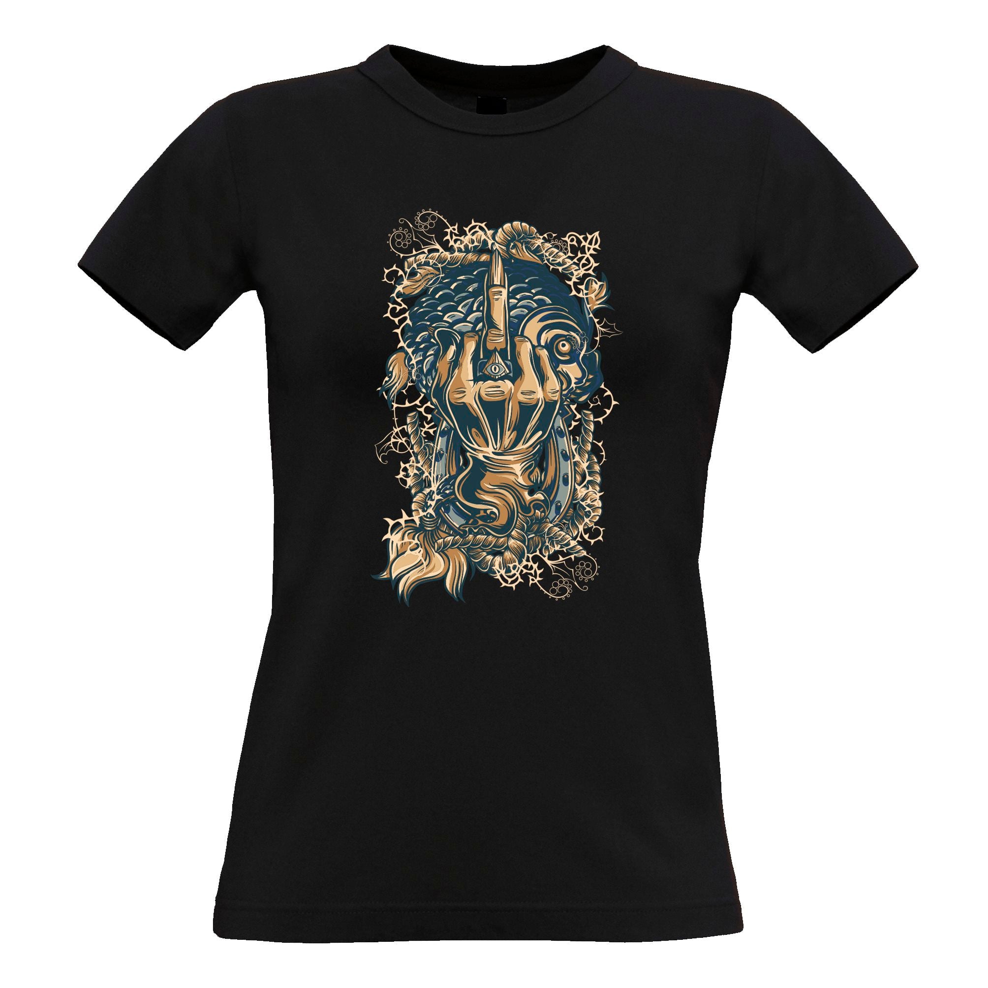 Gothic Sailor Art Womens T Shirt Skeleton Swearing Graphic