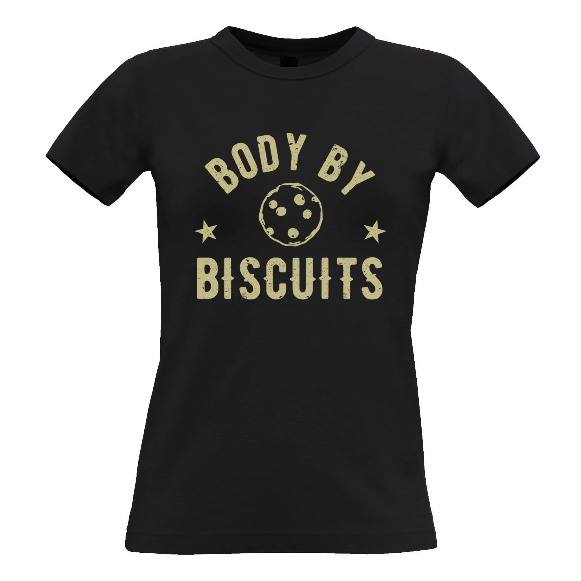 Novelty Food Womens T Shirt Body By Biscuits Joke Logo