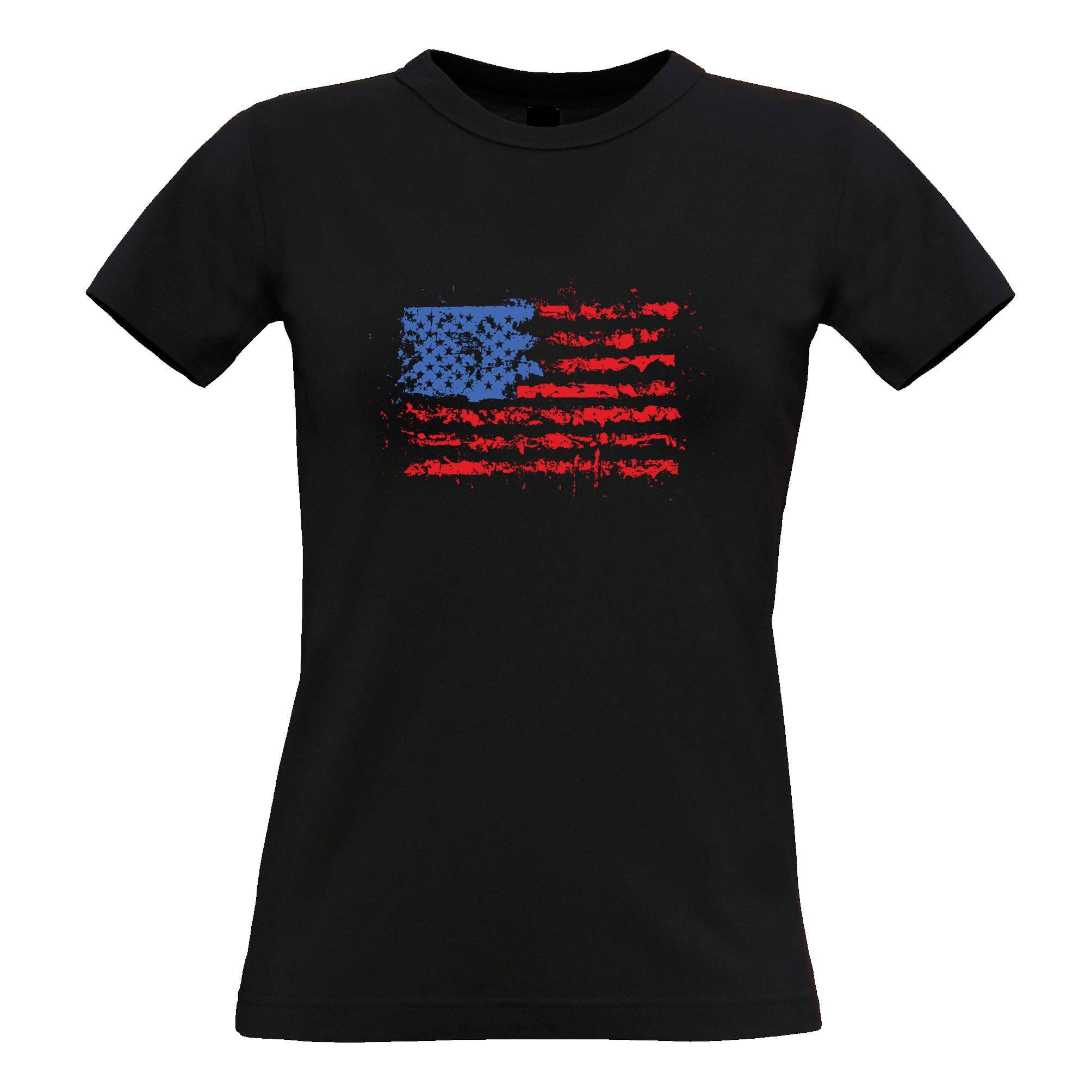 American Womens T Shirt Paint Splatter US Flag