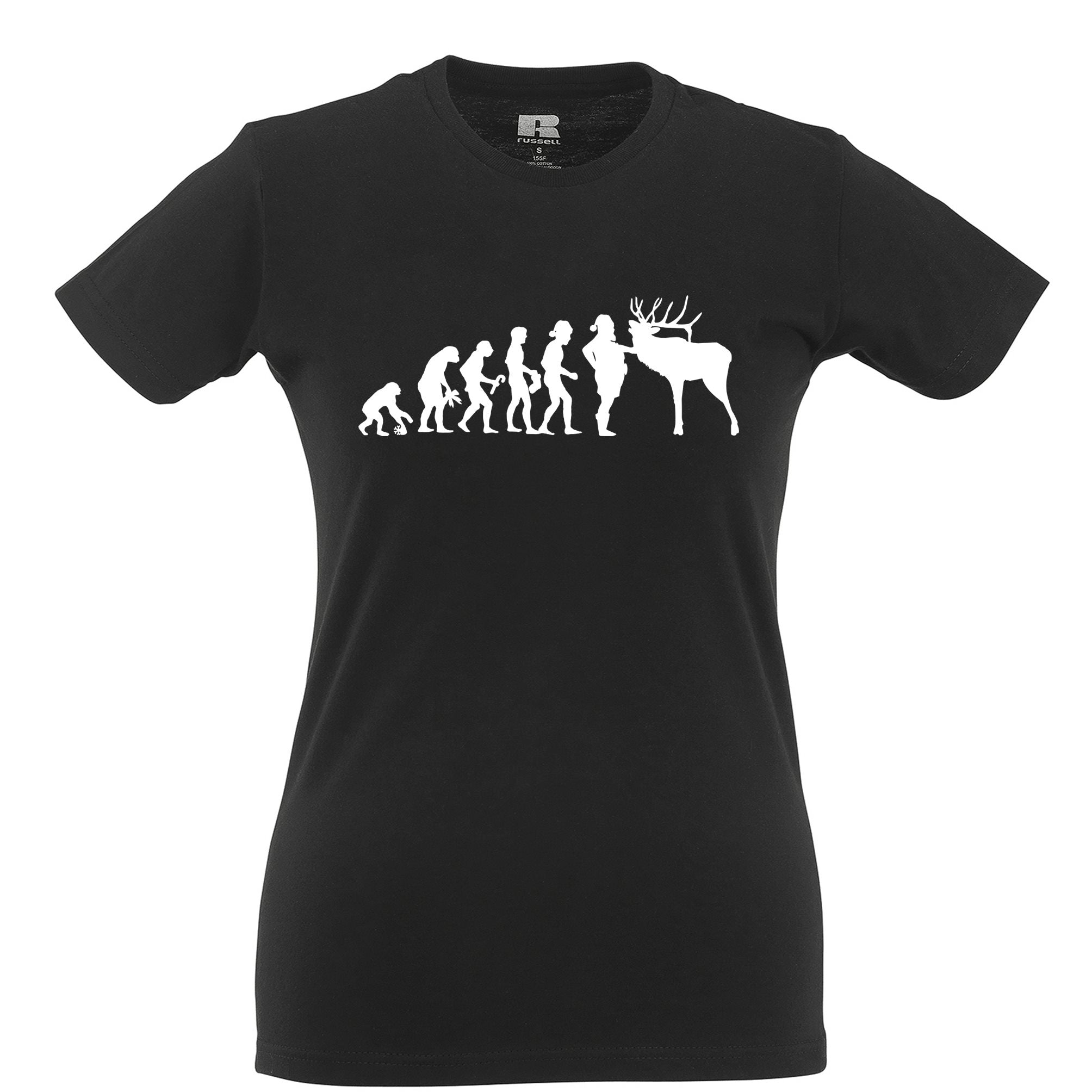 Novelty Christmas Womens T Shirt Evolution Of Xmas Holiday