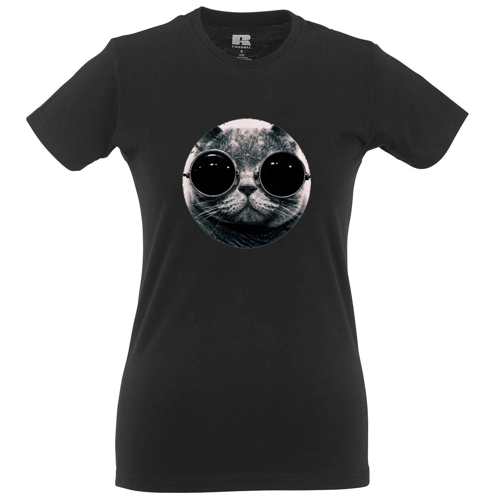 Cool Cat with Sunglasses Hipster Womens T Shirt