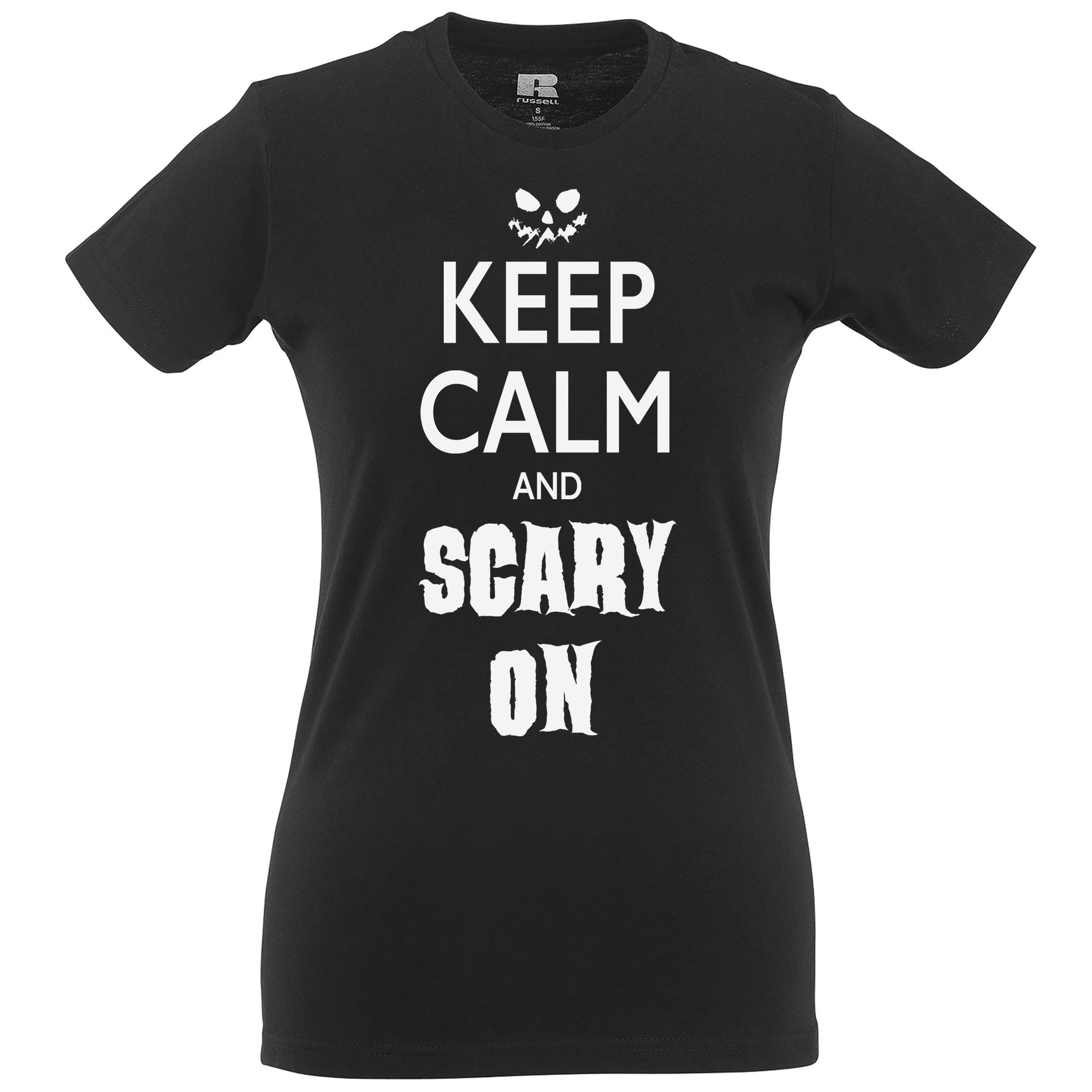 Halloween Womens T Shirt Keep Calm And Scary On