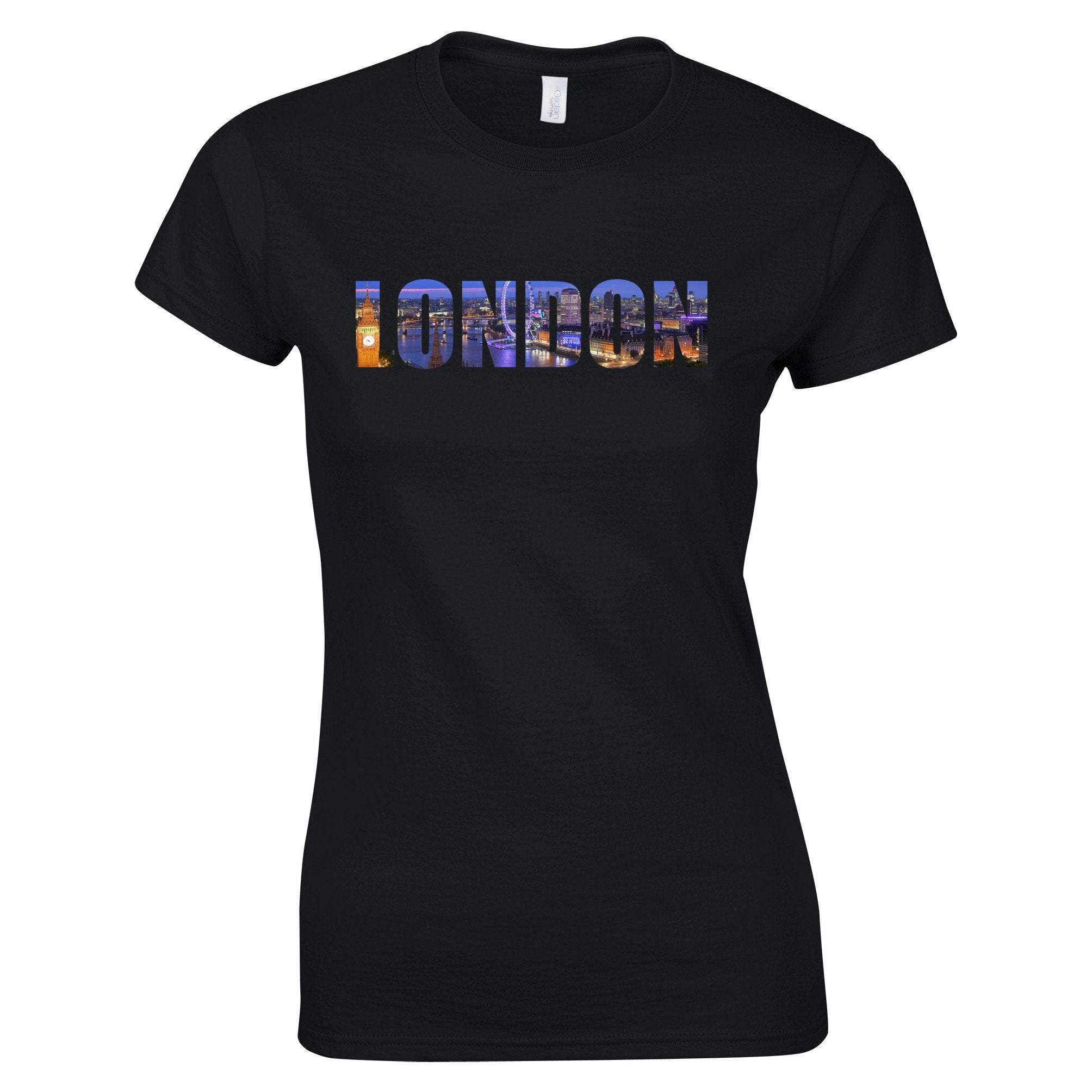 Tourist Womens T Shirt City Of London At Night Text Cutout