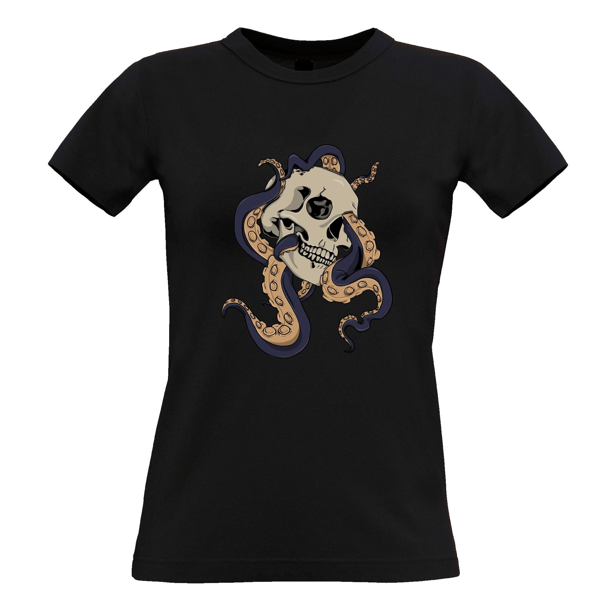 Tattoo Street Art Womens T Shirt Skull And Octopus Graphic