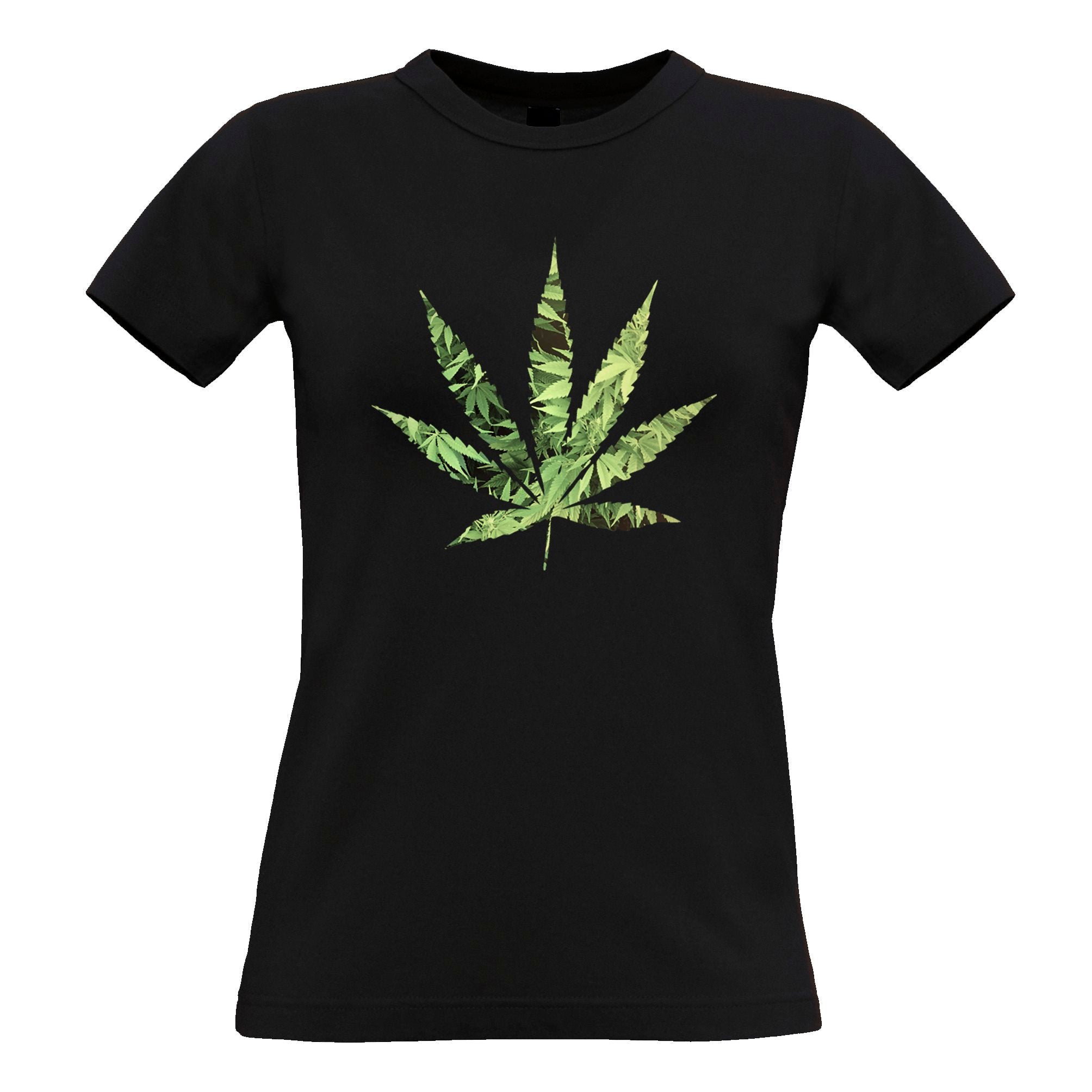 Recreational Womens T Shirt Marijuana Leaf Cutout