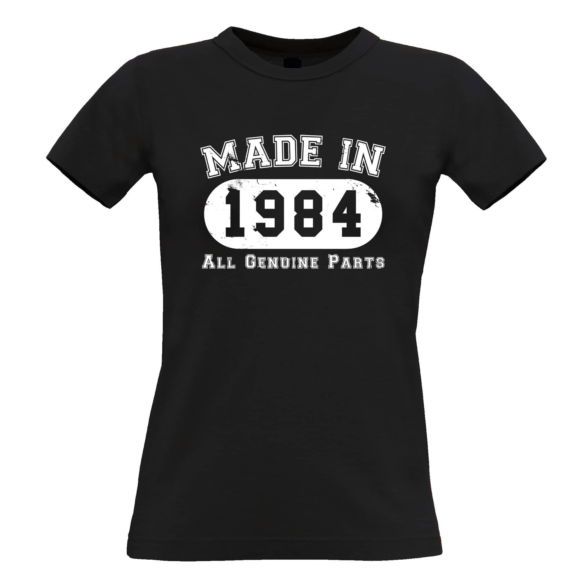 Birthday Womens T Shirt Made in 1984 All Genuine Parts