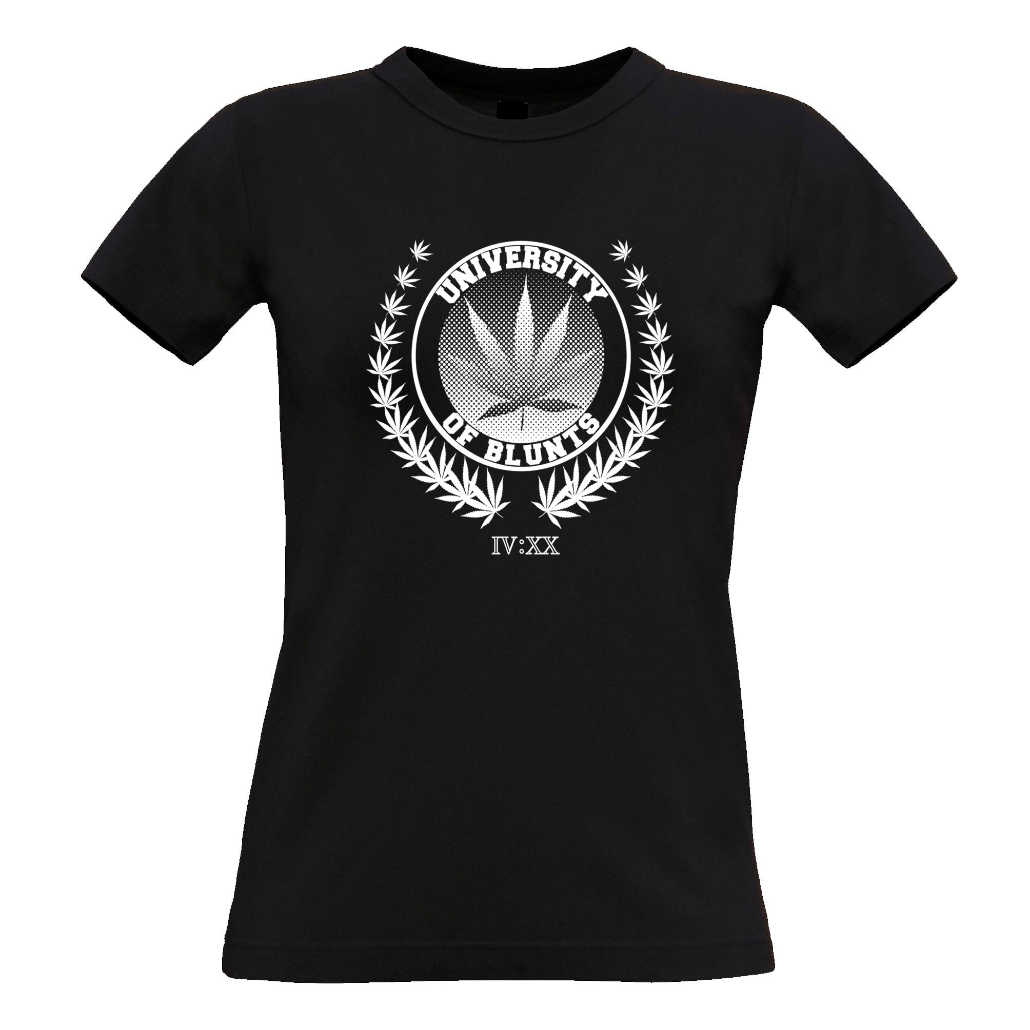 Stoner Womens T Shirt University of Blunts IV:XX 420 Logo