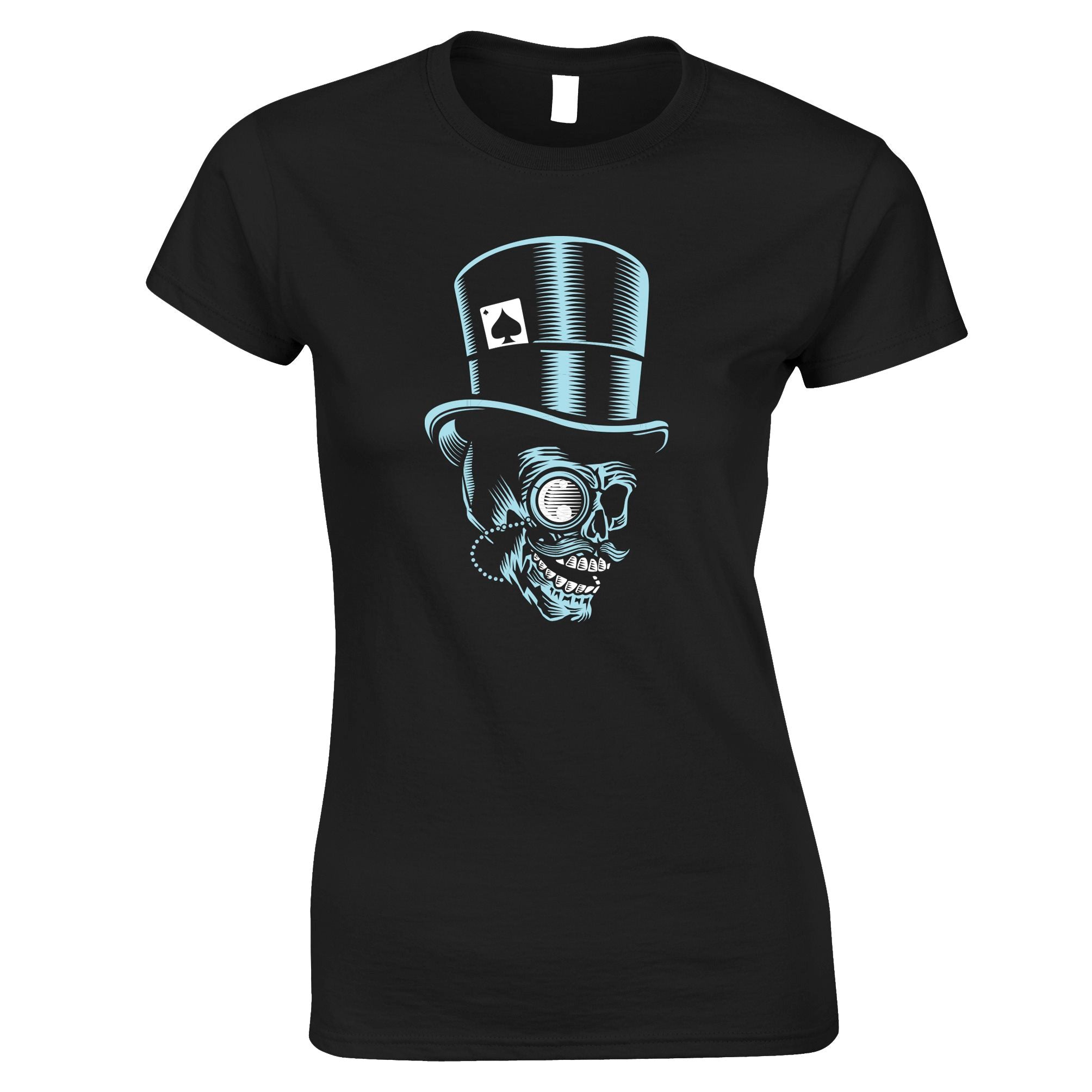 Undead Skull Top Hat Womens T Shirt