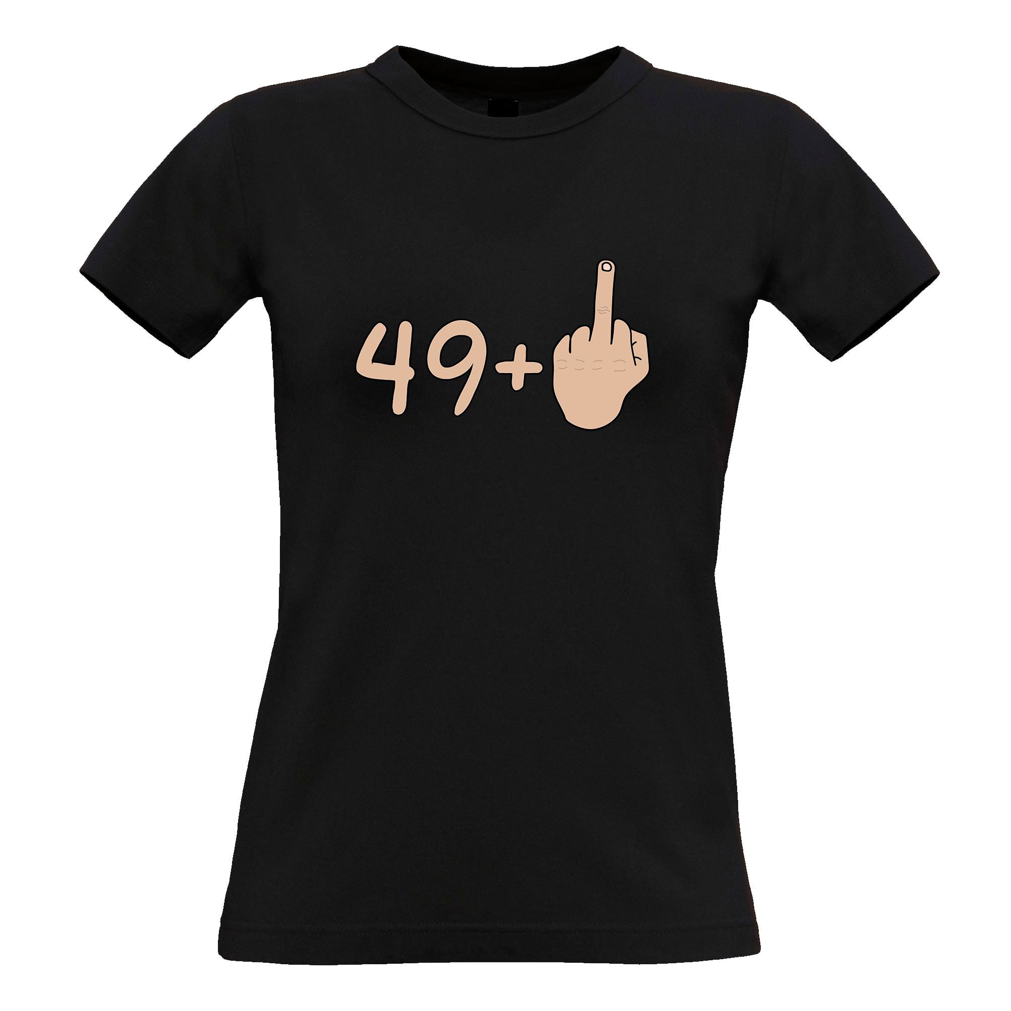 Rude 50th Birthday Womens T Shirt 49 + 1 Gesture (White)