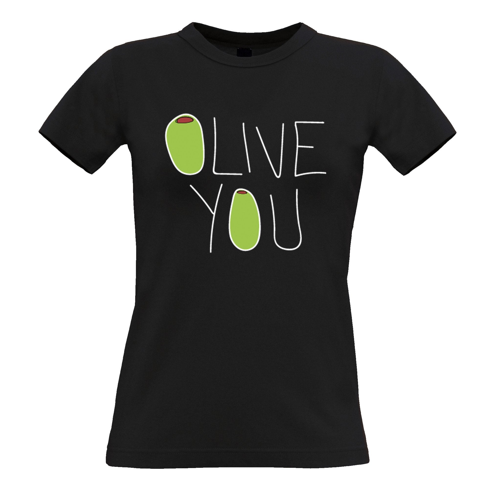 Valentines Day Womens T Shirt Olive You Slogan