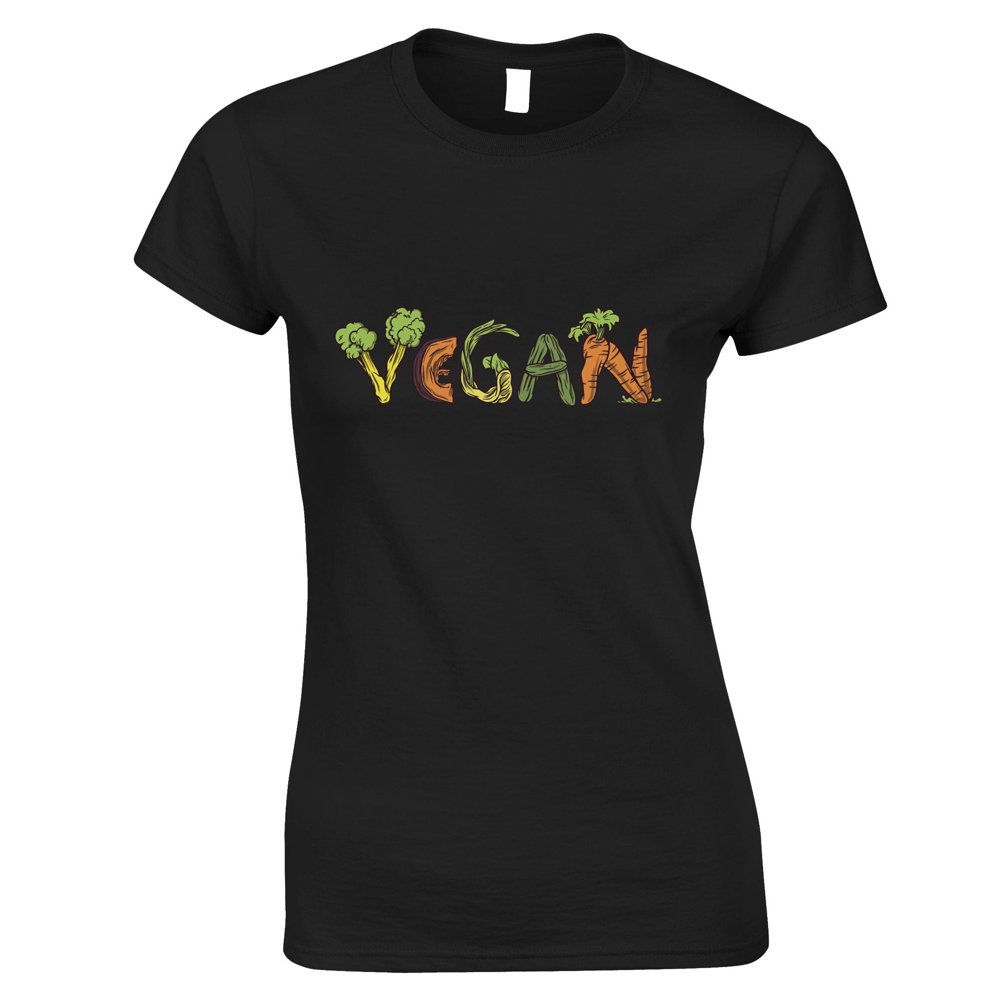 Vegan Womens T Shirt Vegetable Lifestyle Illustration