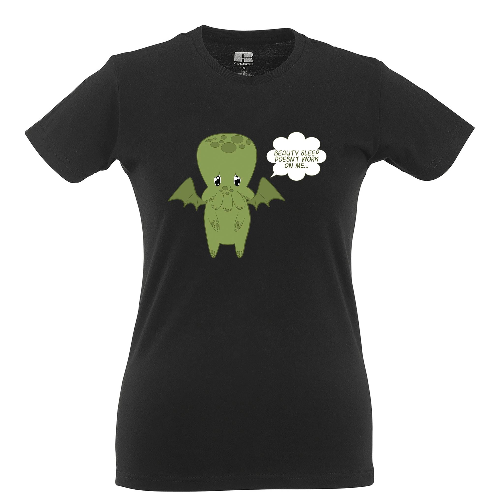 Cute Cthulhu Womens T Shirt Beauty Sleep Doesn't Work On Me