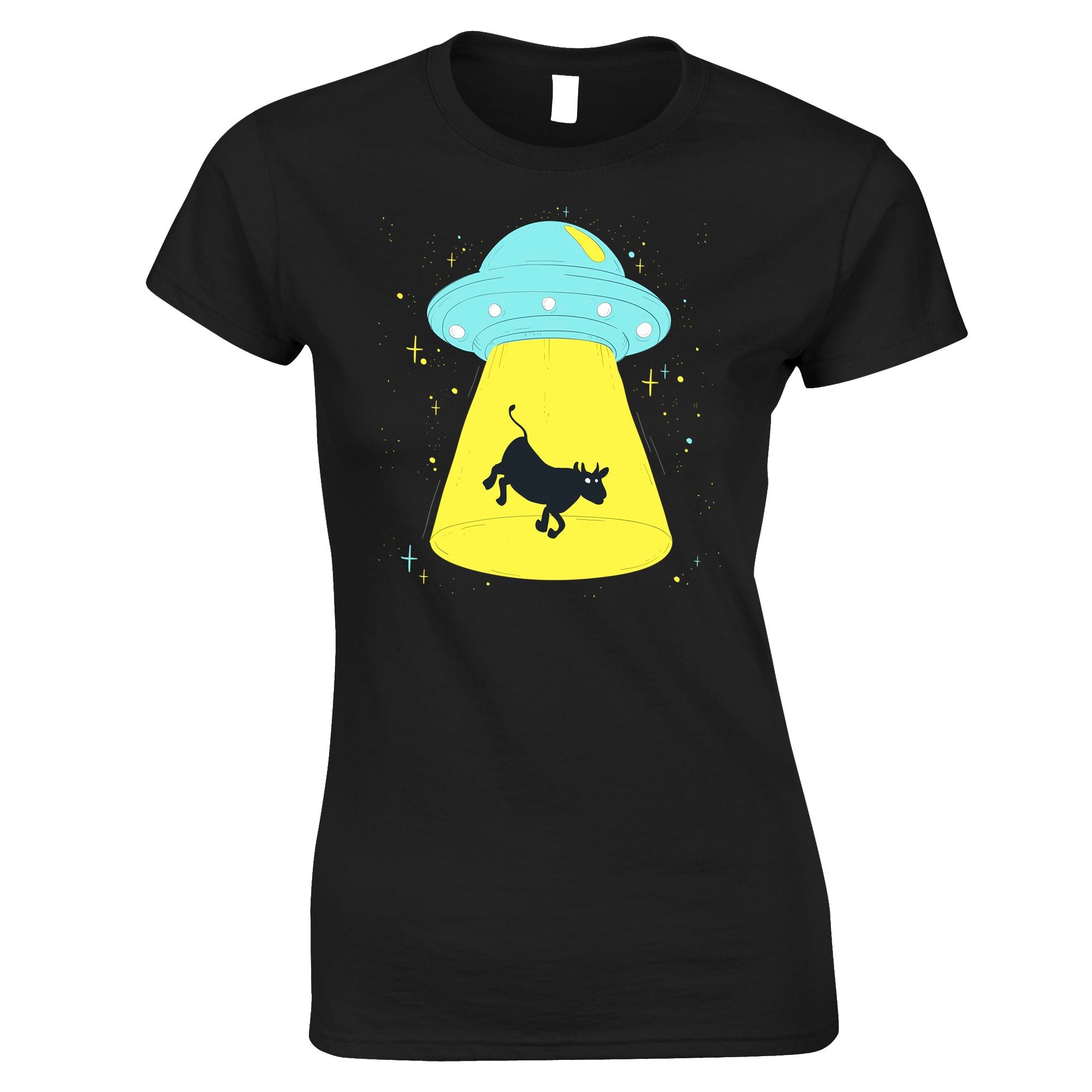 Alien Womens T Shirt Cow Being Abducted