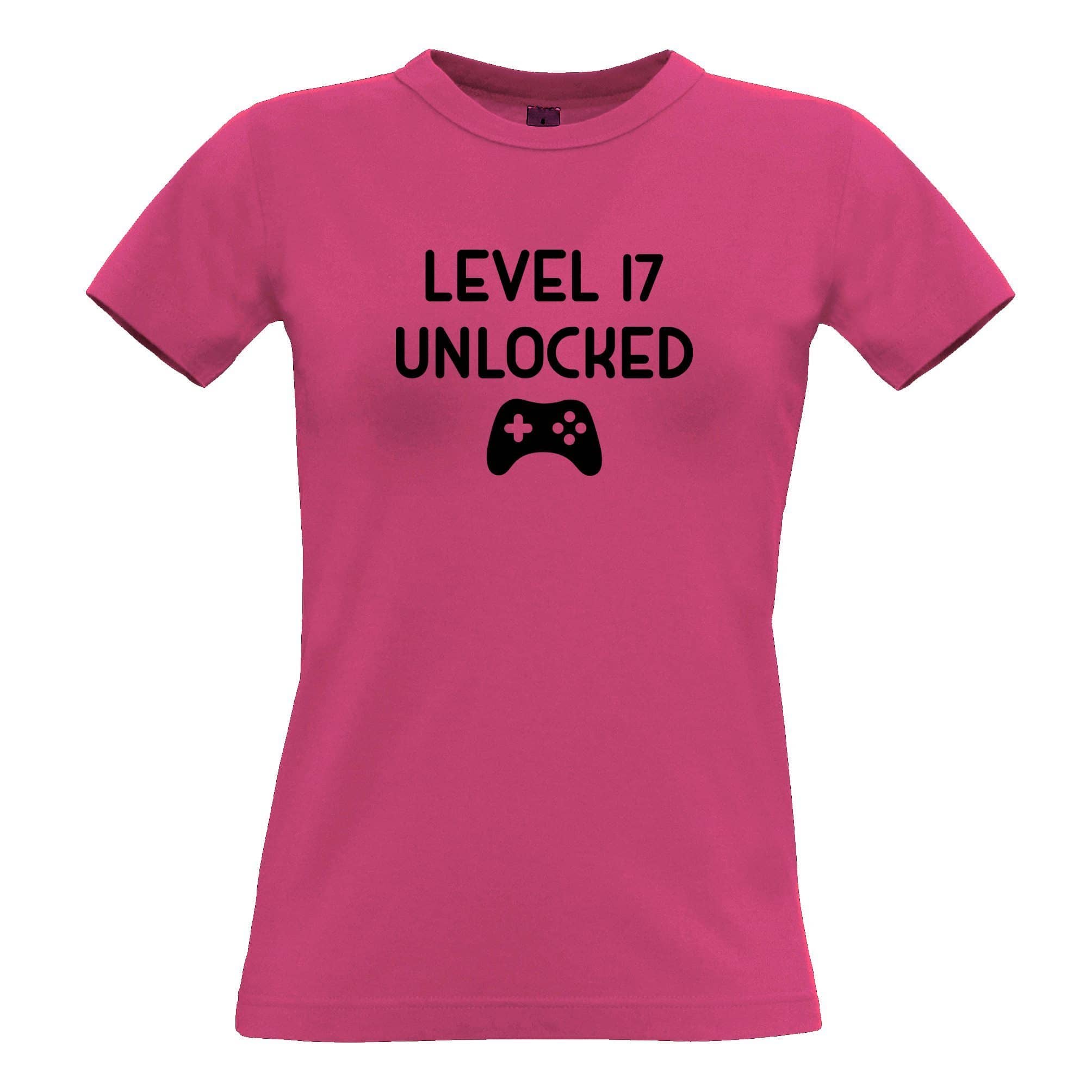 17th Birthday Gamer Womens T Shirt Level 17 Unlocked Slogan