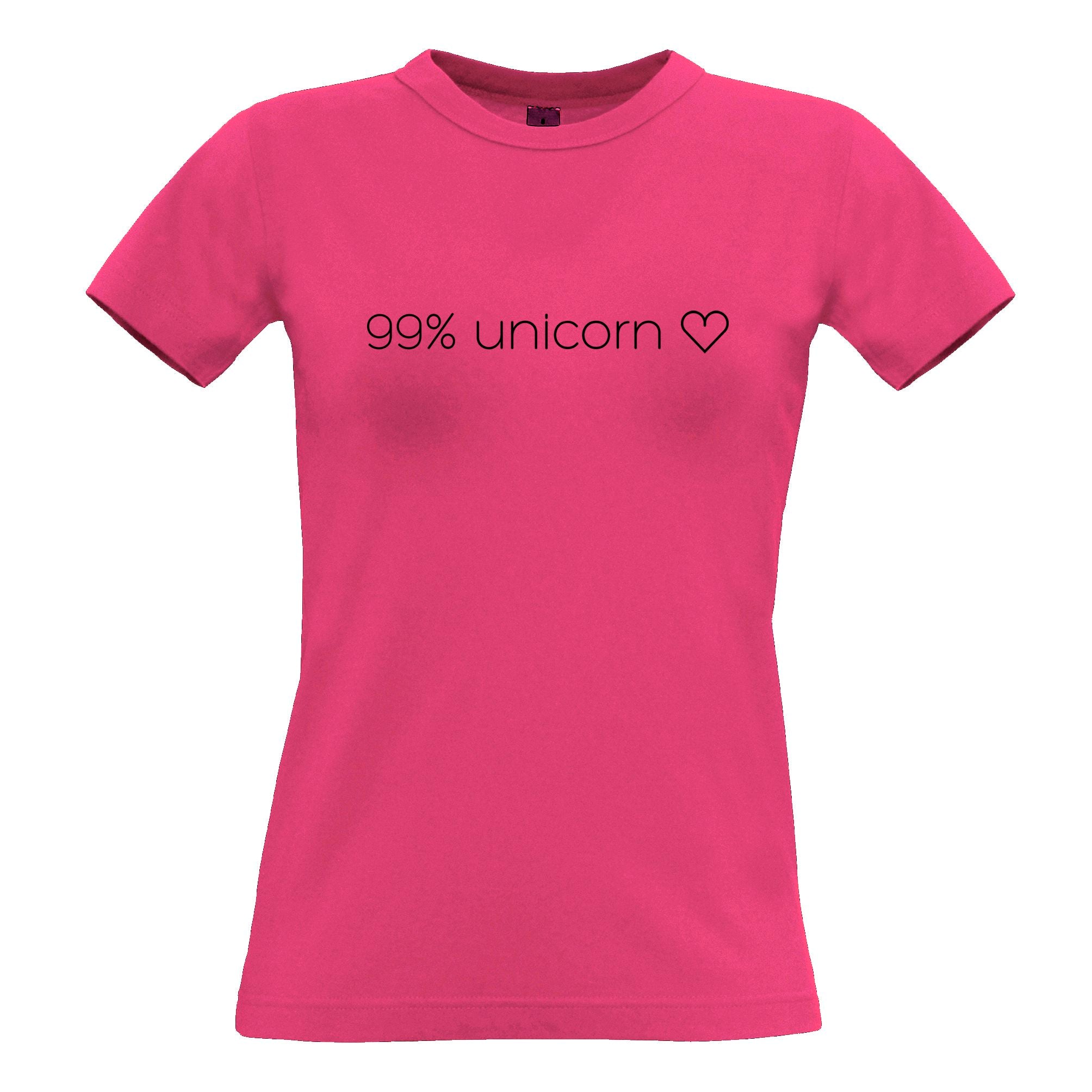 Novelty Mythical Womens T Shirt 99% Unicorn Heart Slogan