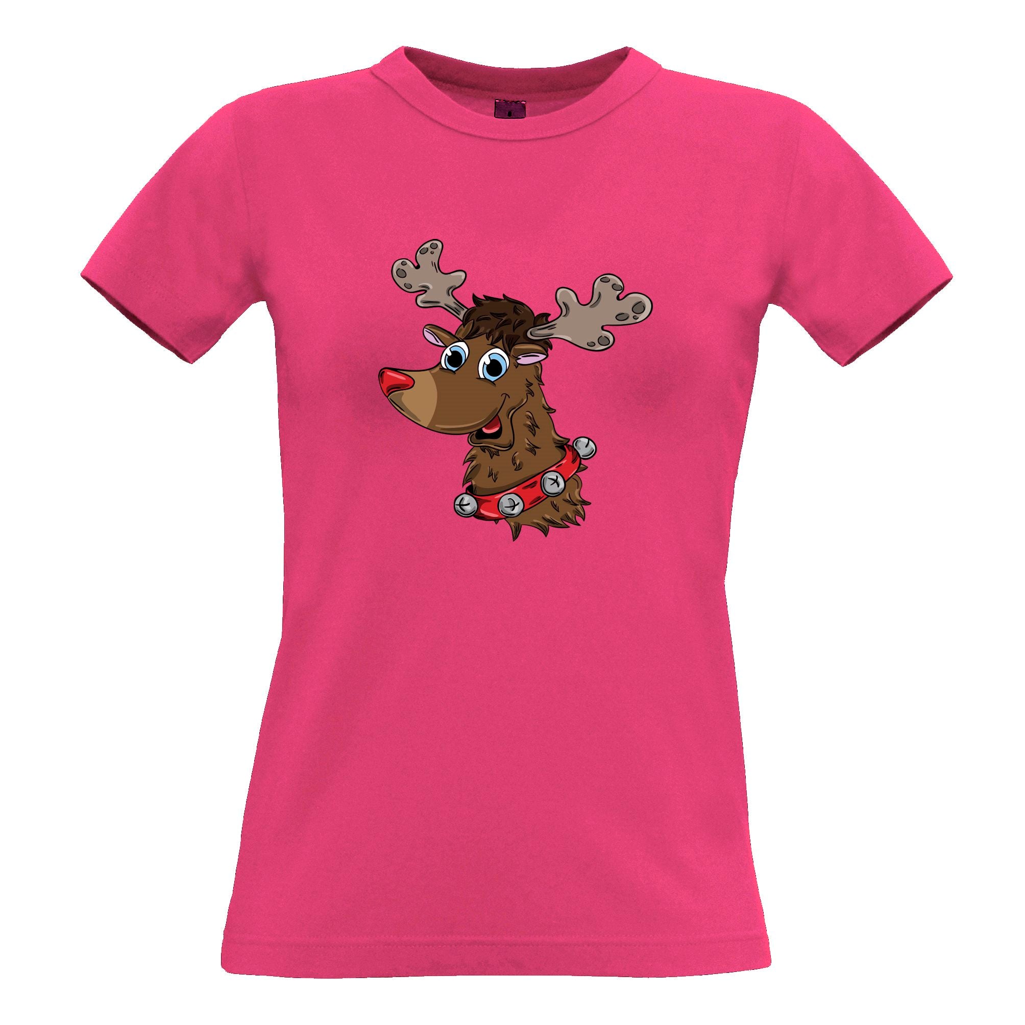 Cute Rudolph The Reindeer Christmas Womens T Shirt