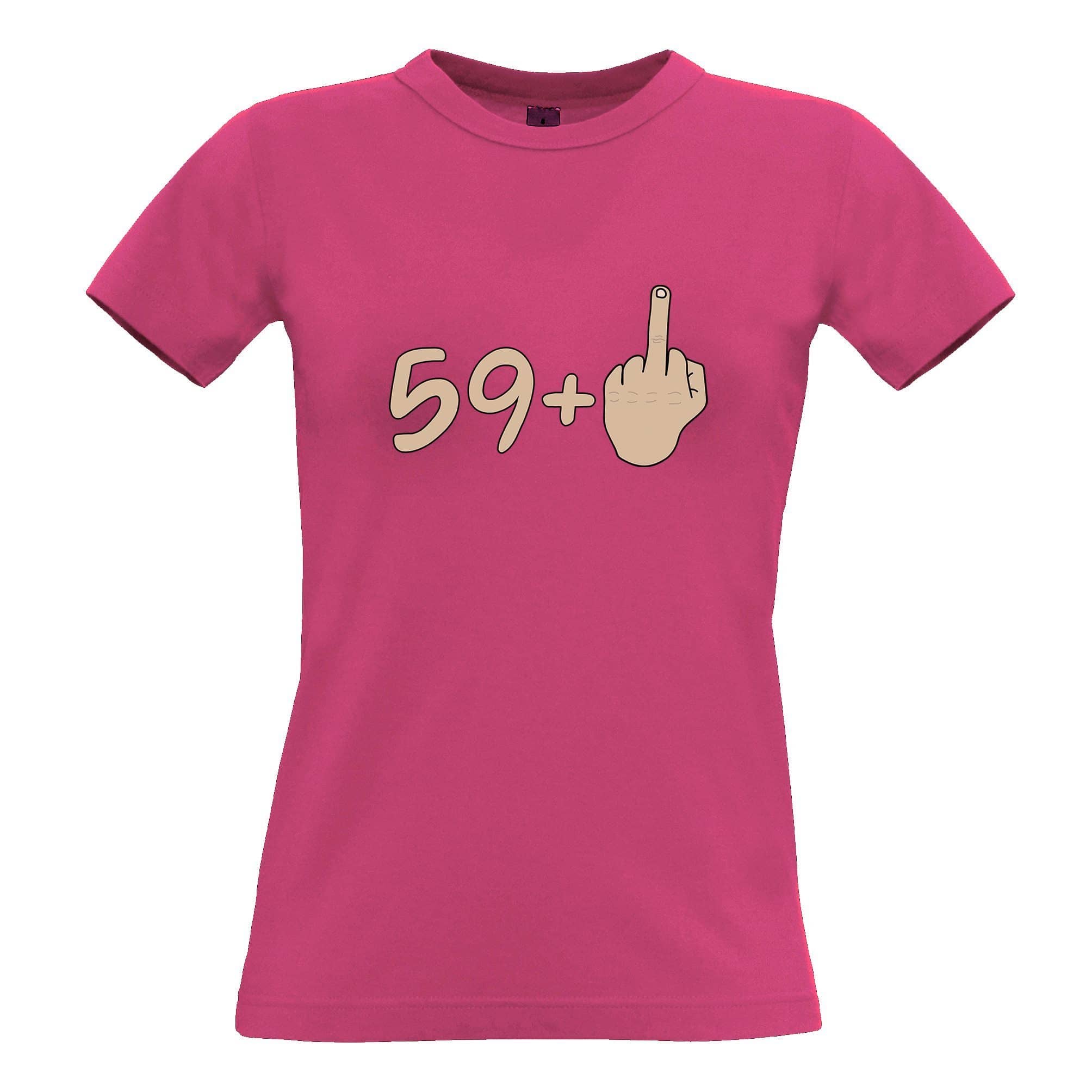 Rude 60th Birthday Womens T Shirt 59 + 1 Gesture (White)