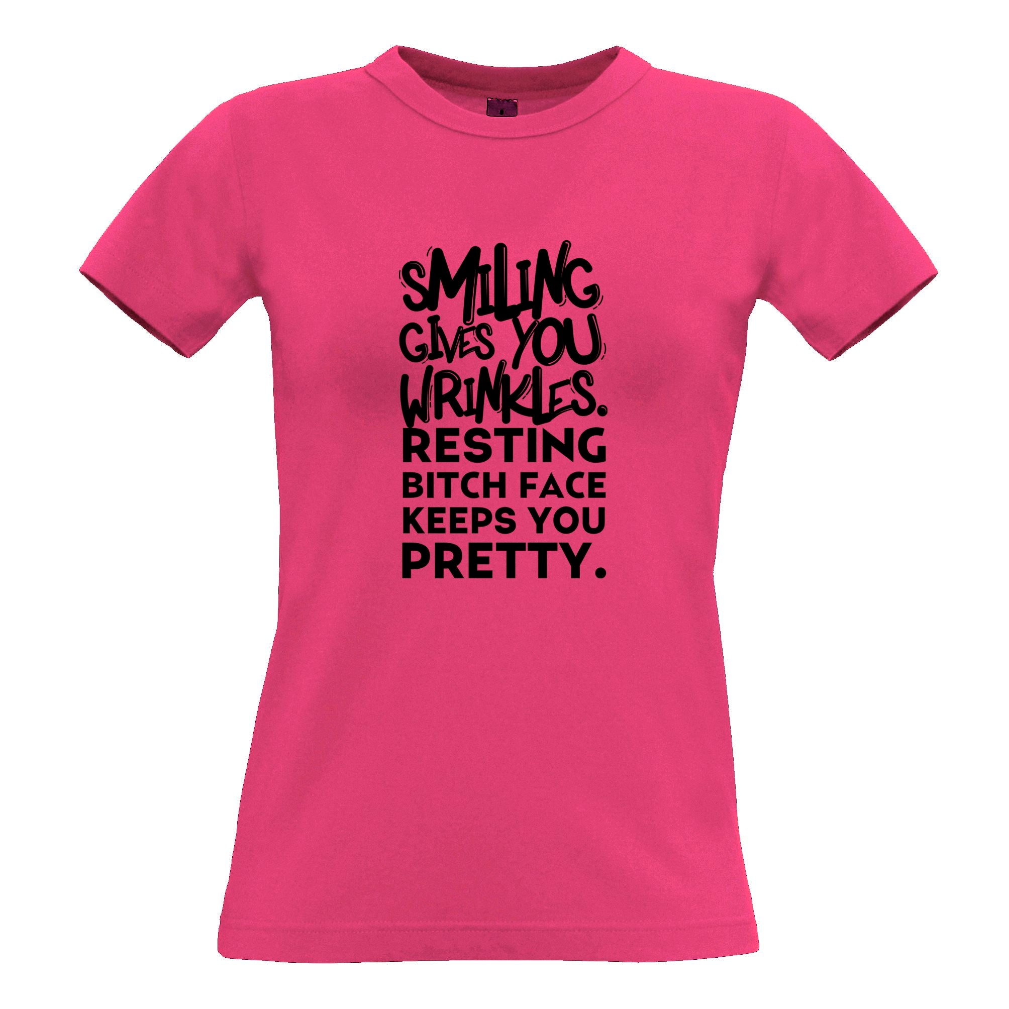 Joke Womens T Shirt Smiling Gives You Wrinkles Sassy Slogan