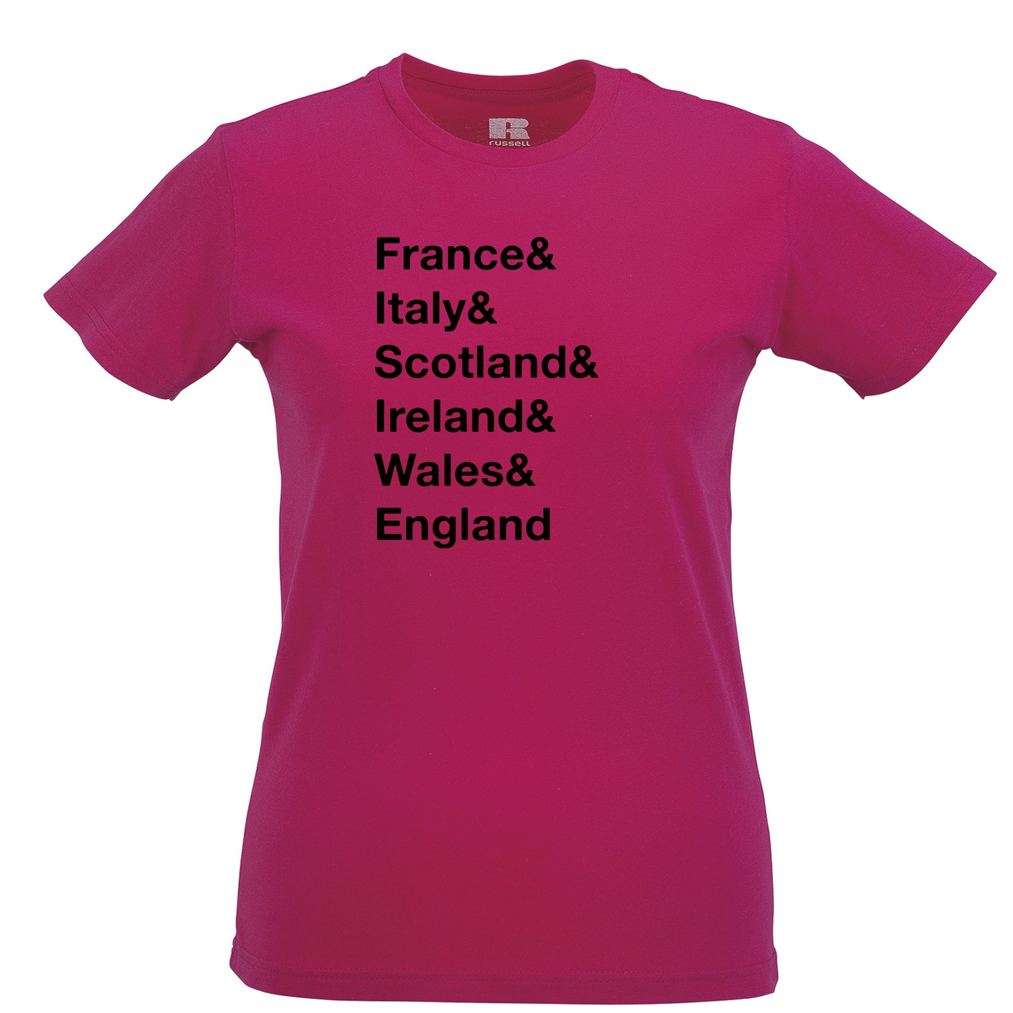 The Six Nations Womens T Shirt France, Italy, Scotland