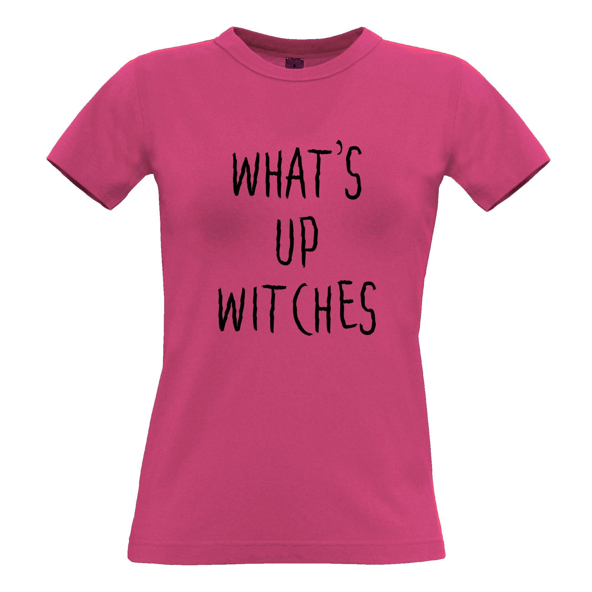 Novelty Halloween Womens T Shirt What's Up Witches Pun