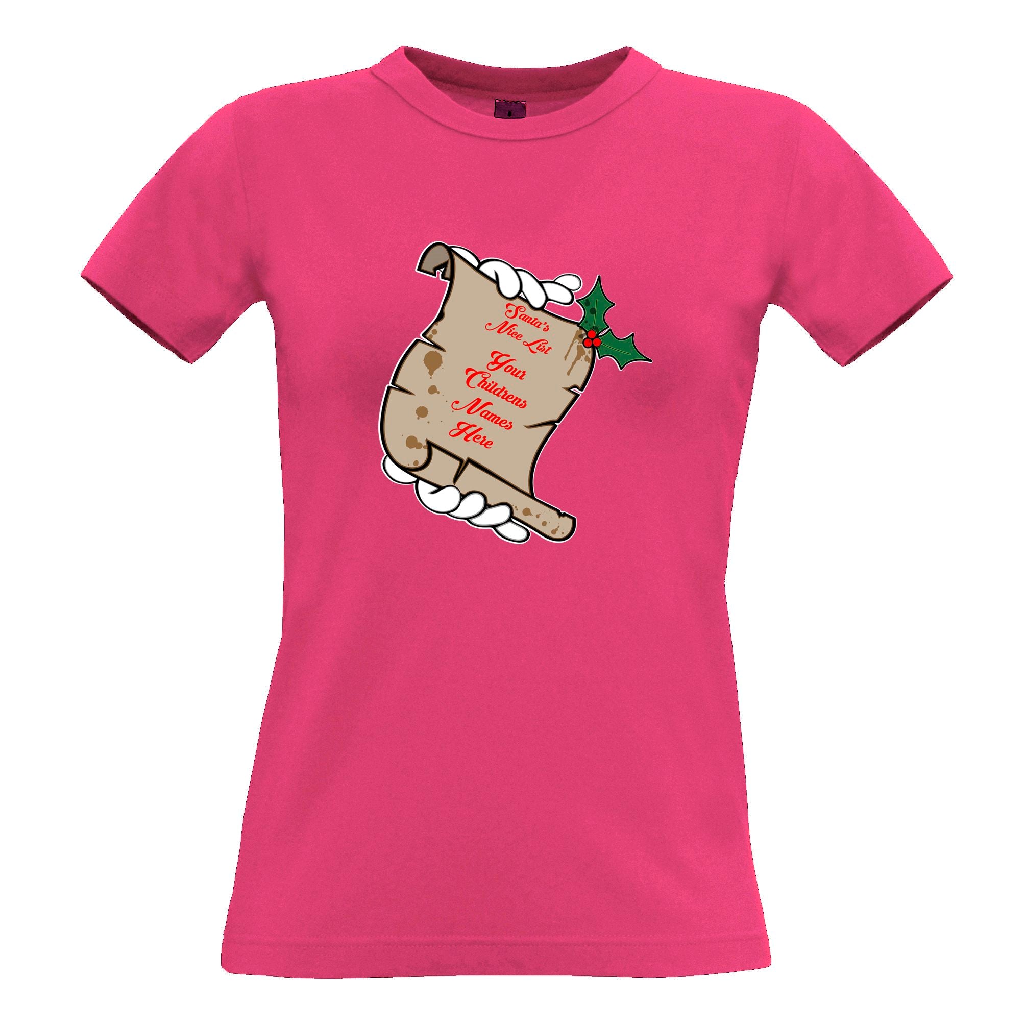 Personalised Womens T Shirt Santa's Nice List