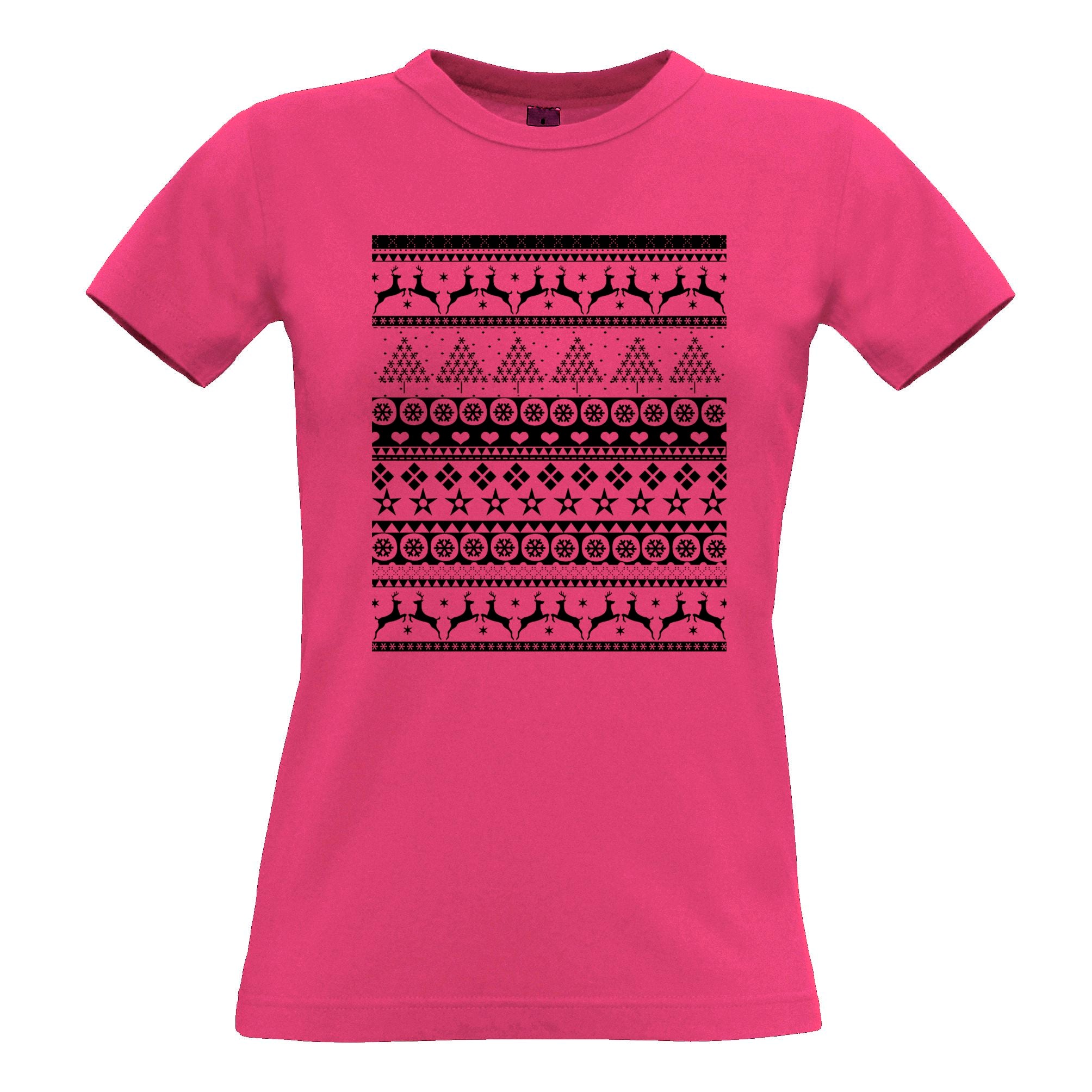 Christmas Womens T Shirt Xmas Ugly Sweater Pattern