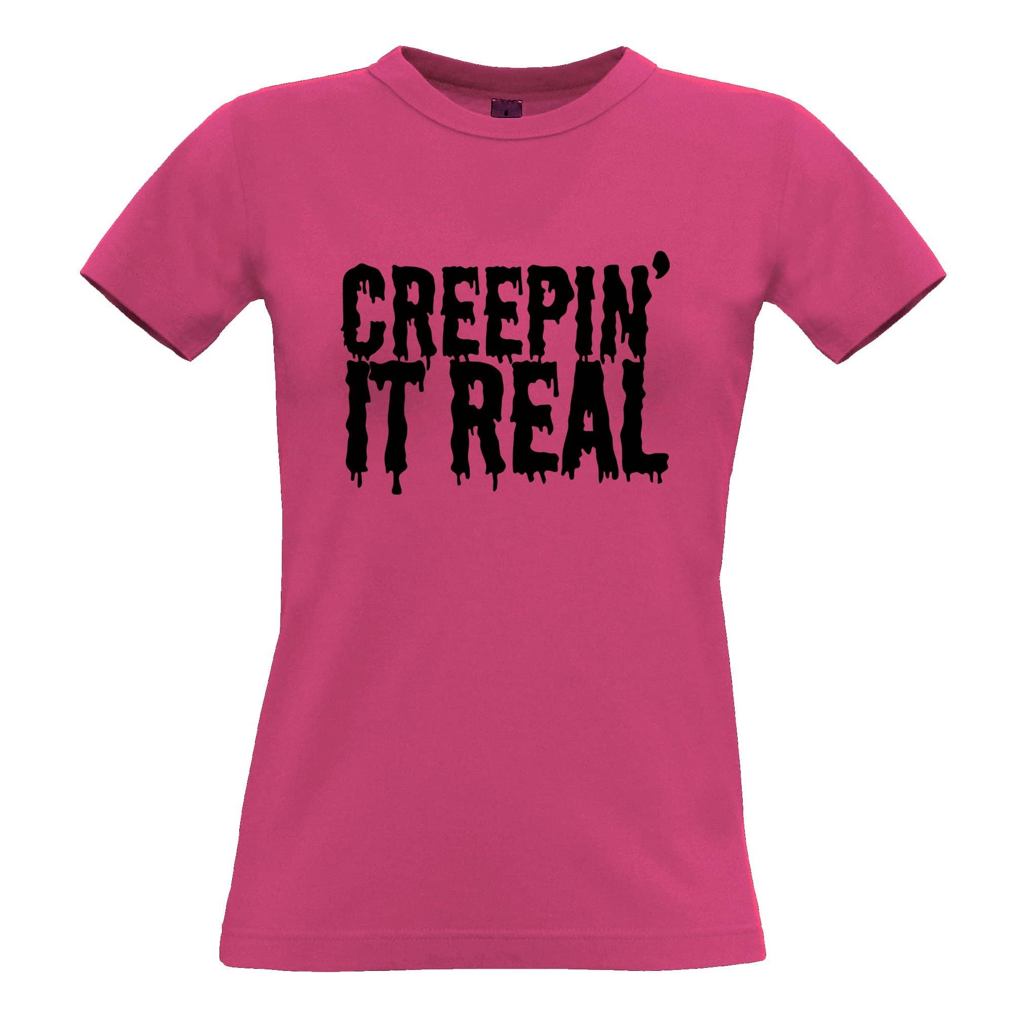 Novelty Halloween Womens T Shirt Creepin' It Real Joke