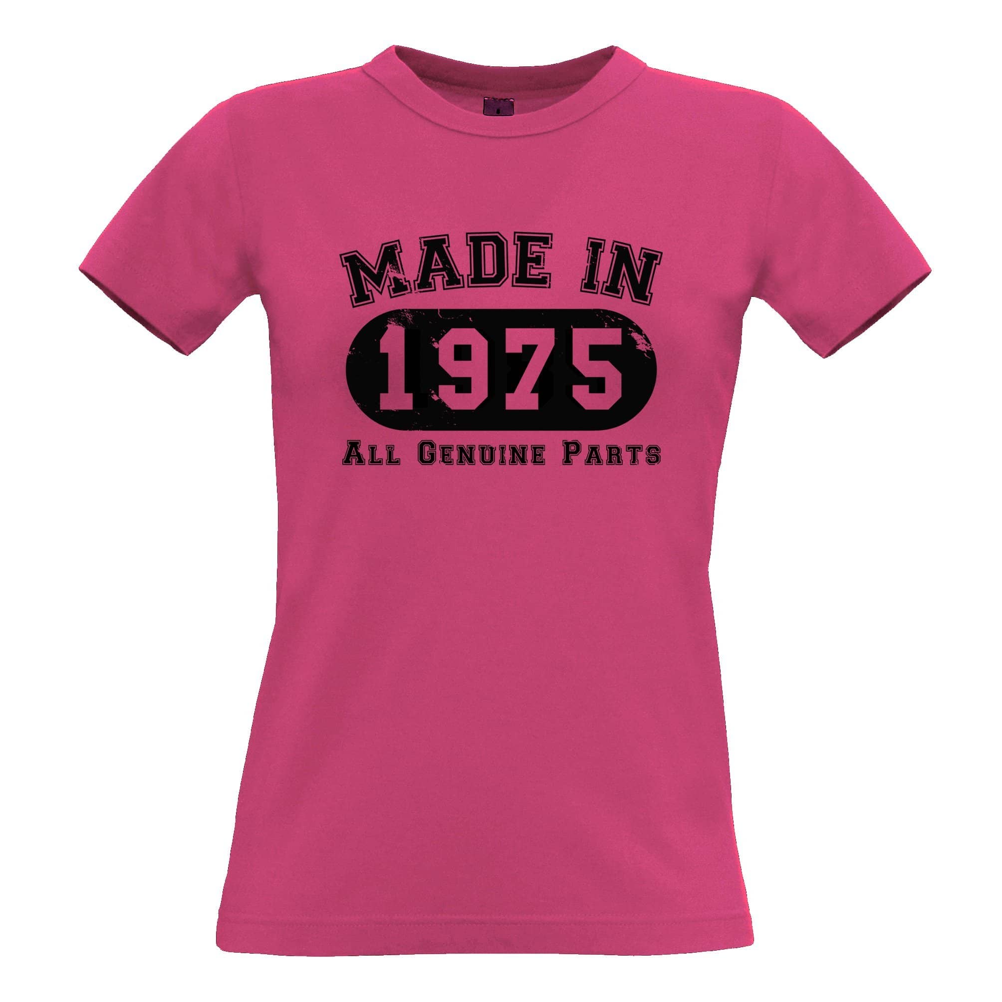 Birthday Womens T Shirt Made in 1975 All Genuine Parts