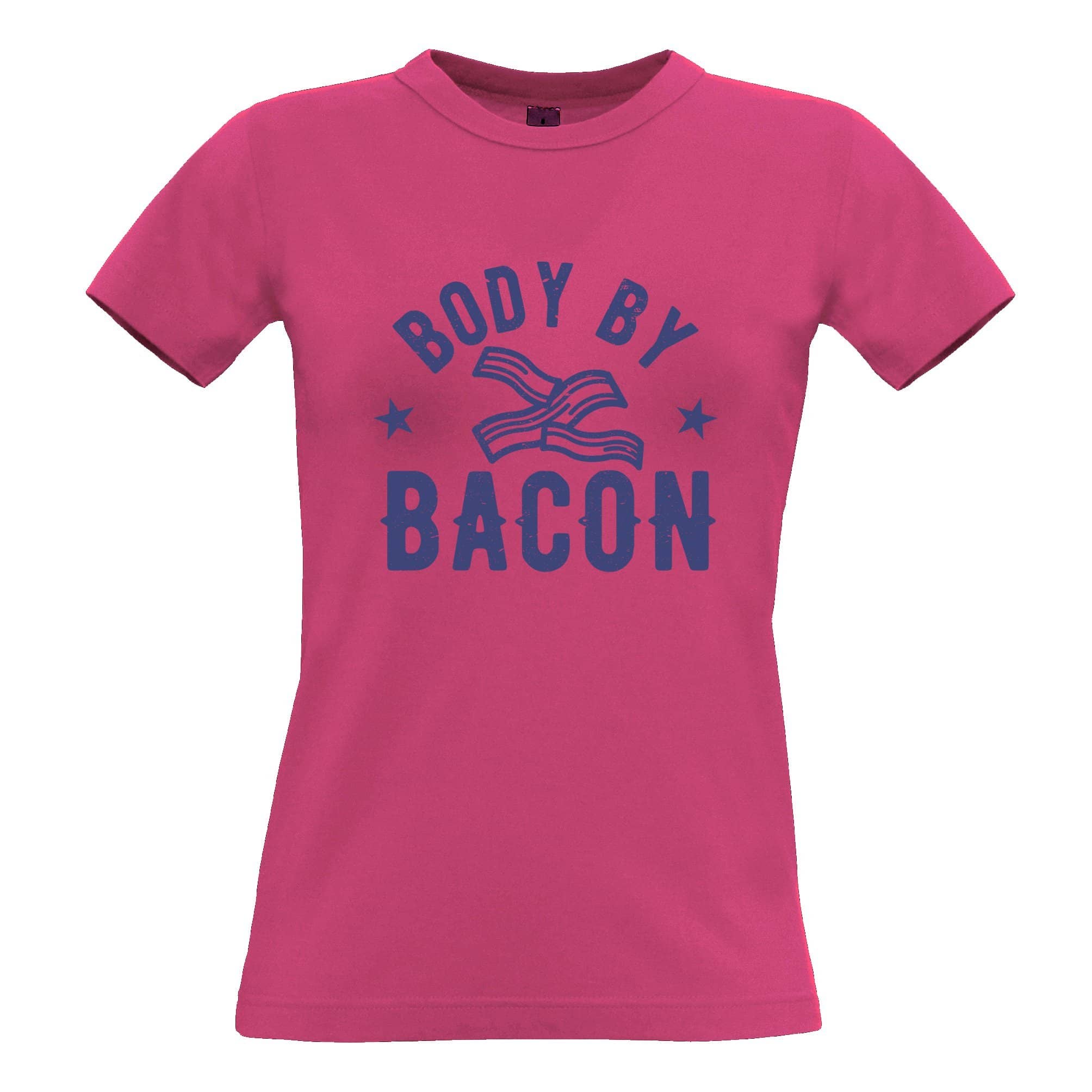 Novelty Food Womens T Shirt Body By Bacon Joke Logo