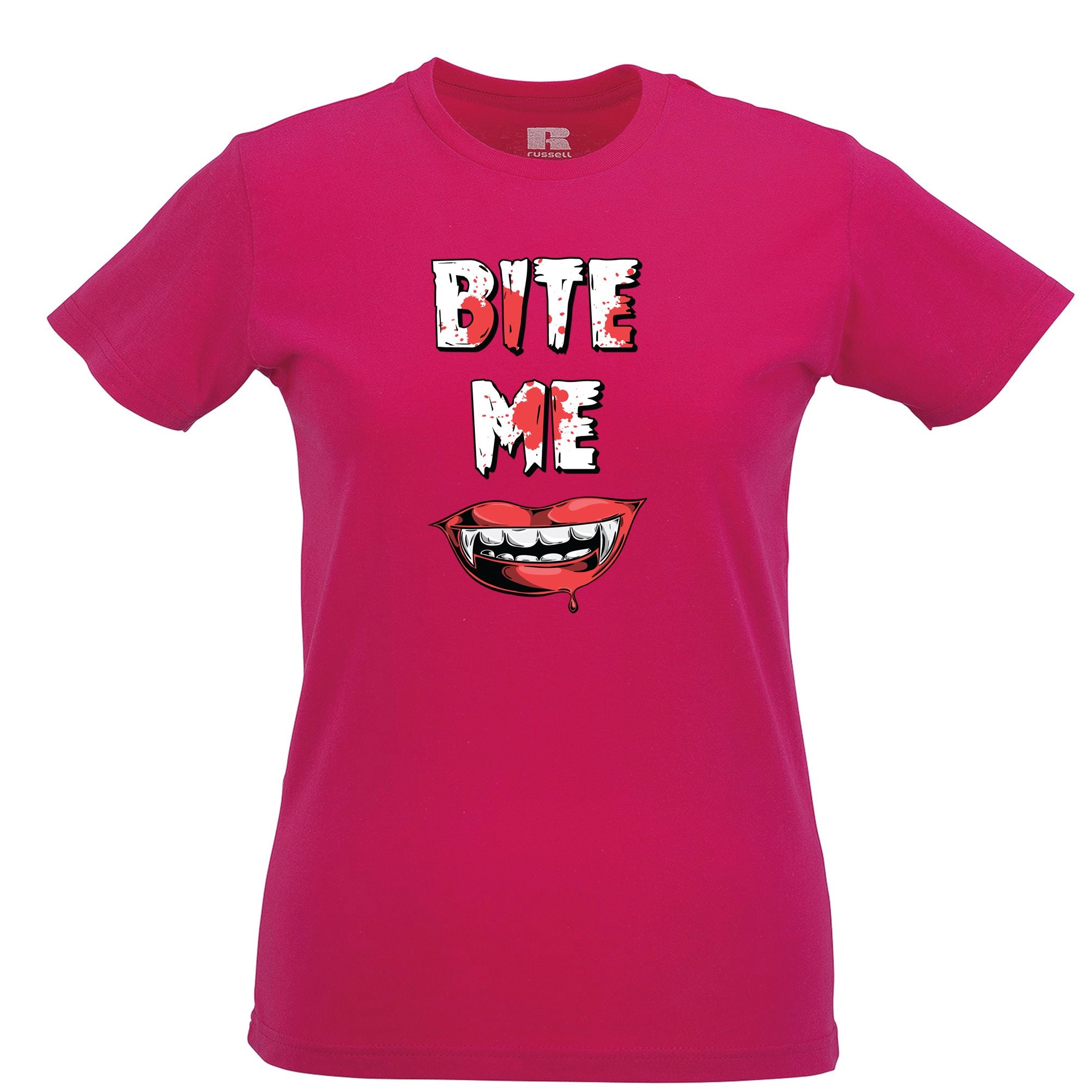 Sassy Halloween Womens T Shirt Bite Me Vampire Slogan