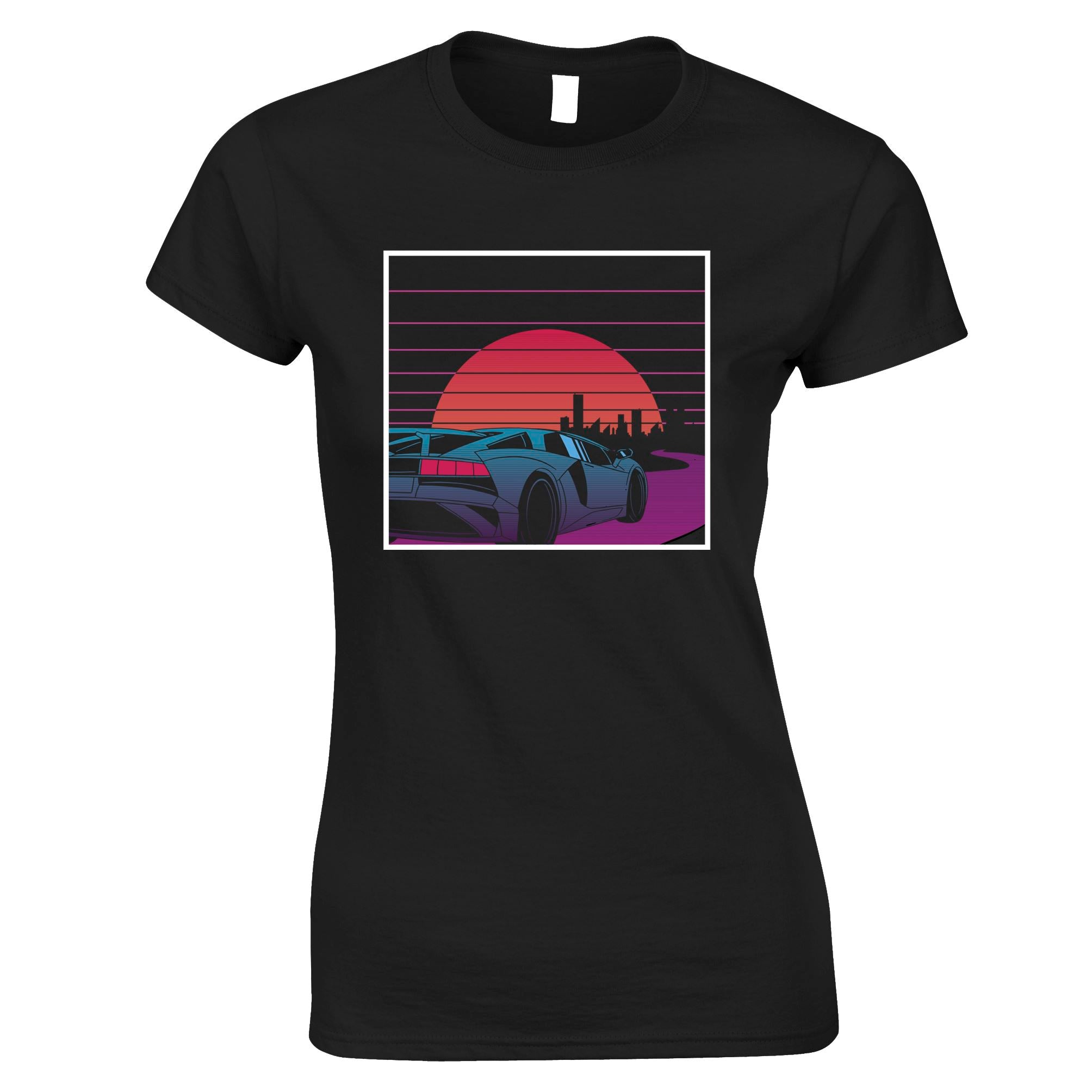 Neon Sports Car Womens T Shirt