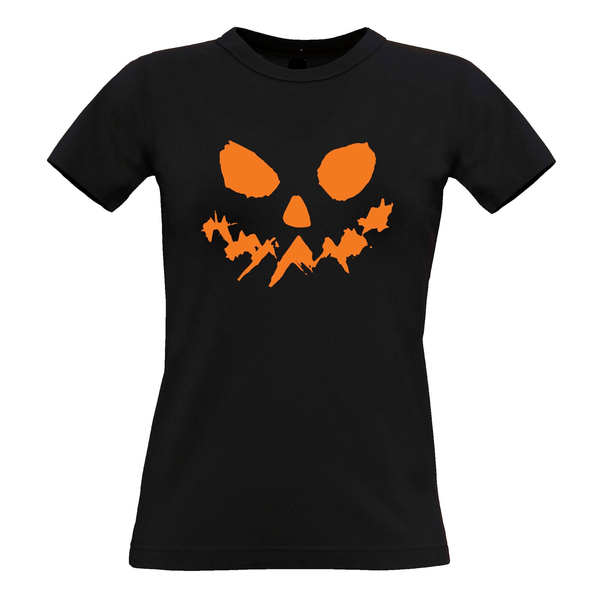 Halloween Scary Pumpkin Face Womens T Shirt