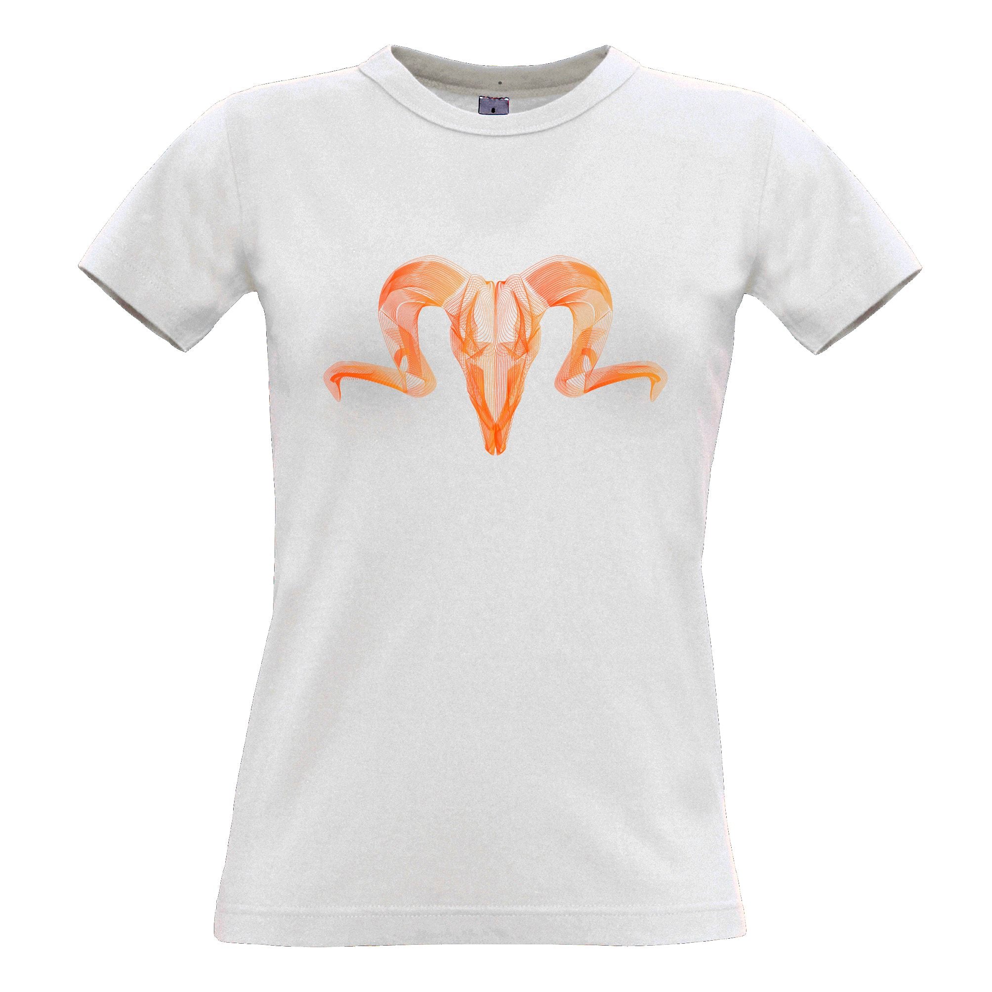 Wireframe Art Womens T Shirt Geometric Ram Skull Graphic