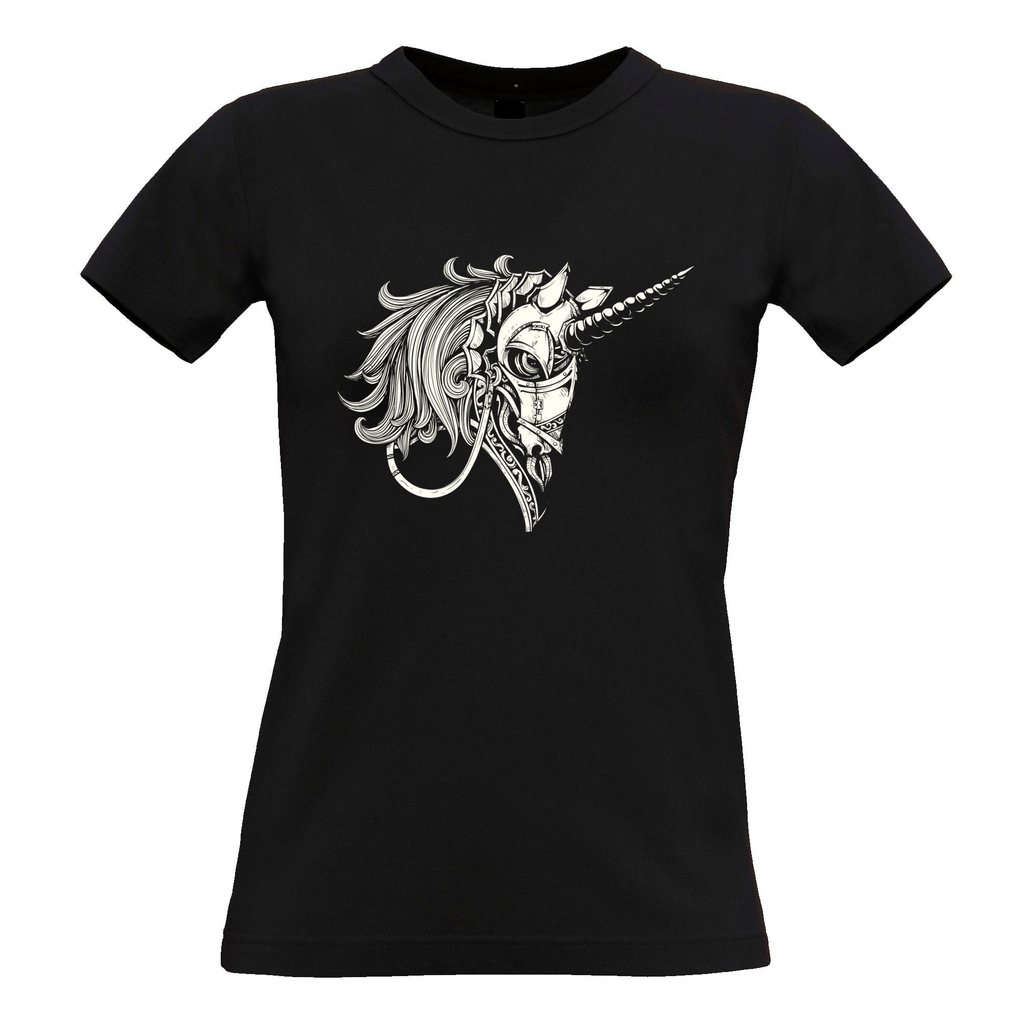 Gothic Art Armoured Unicorn Womens T Shirt