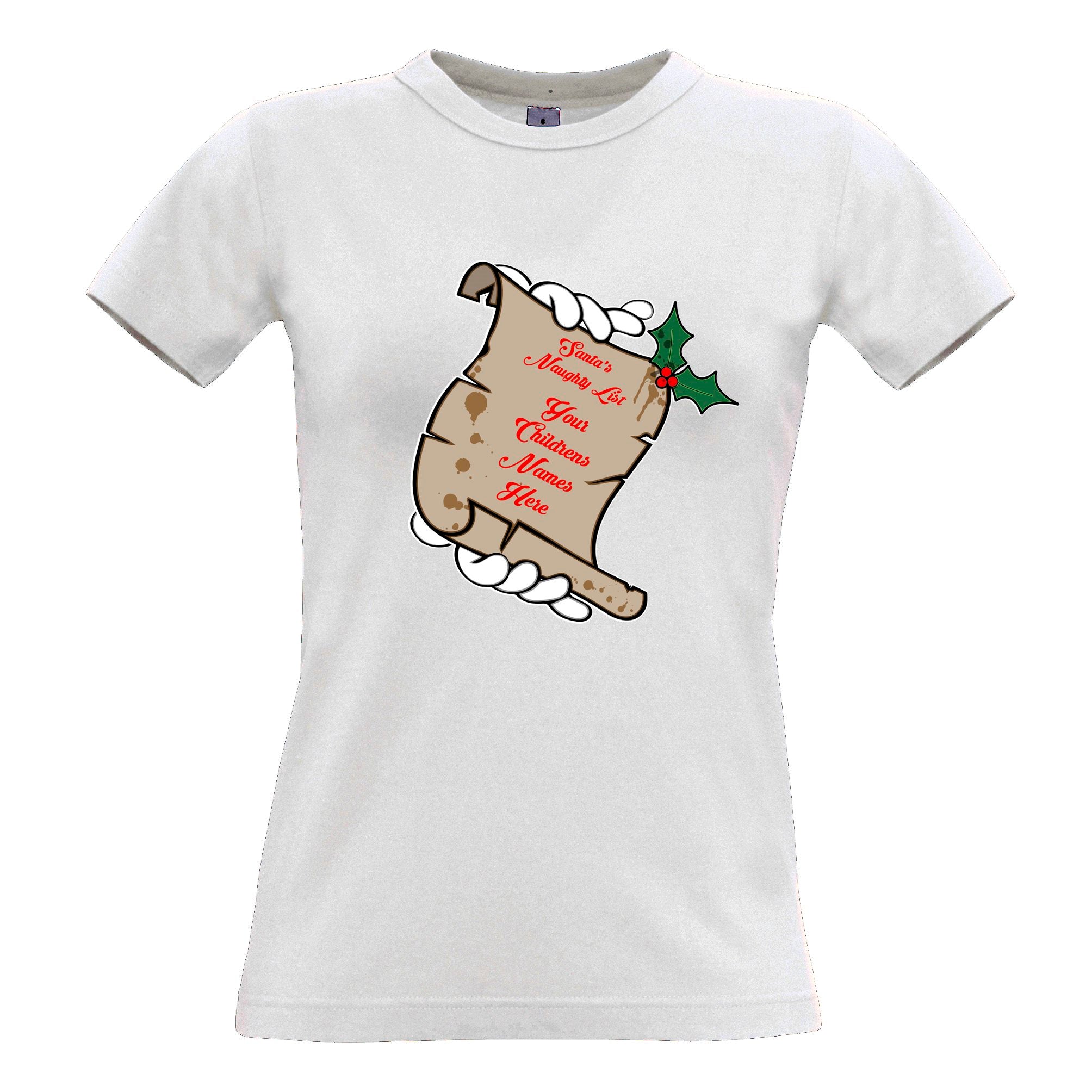 Personalised Womens T Shirt Santa's Naughty List