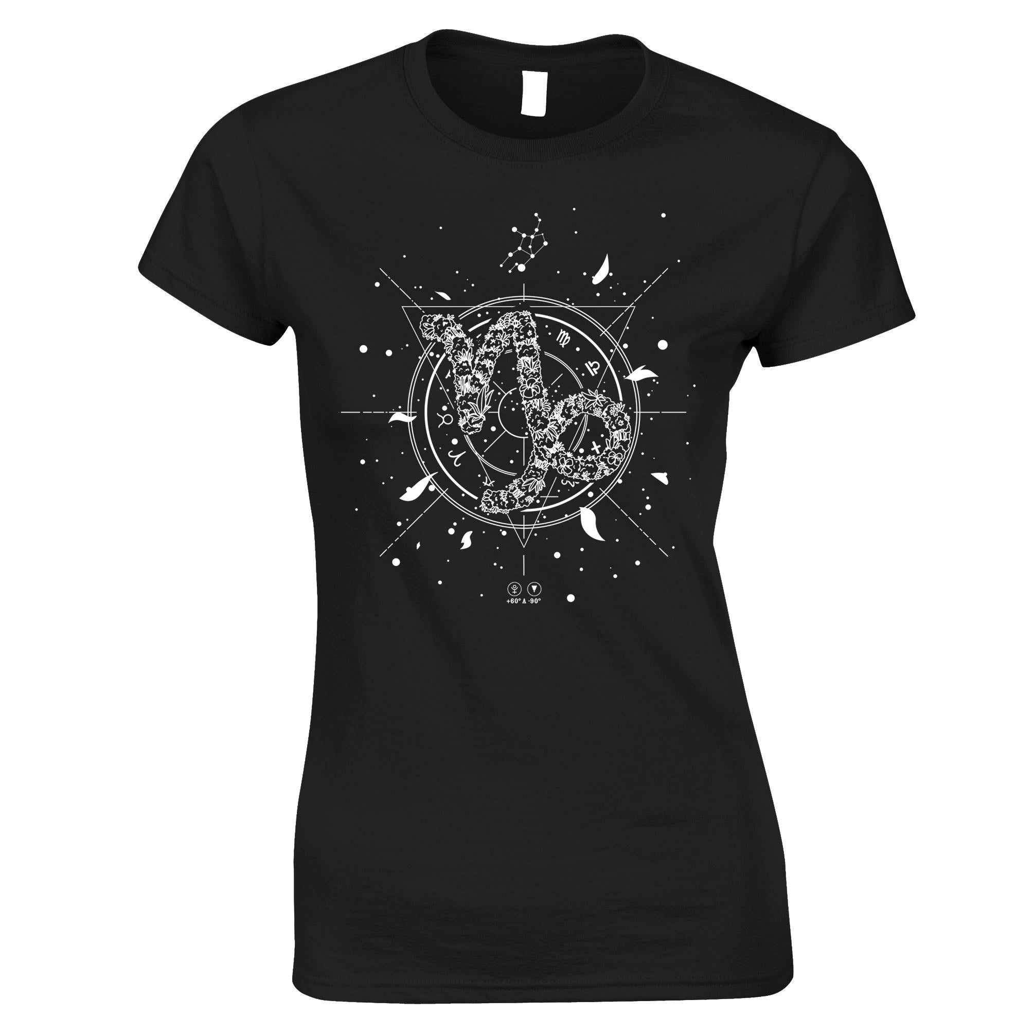 Floral Capricorn Horoscope Womens T Shirt