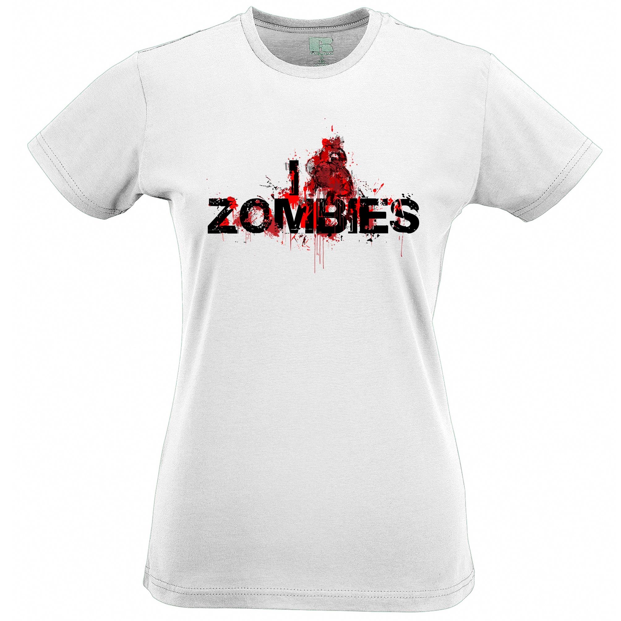 Halloween Womens T Shirt I Love Zombies Slogan Tee