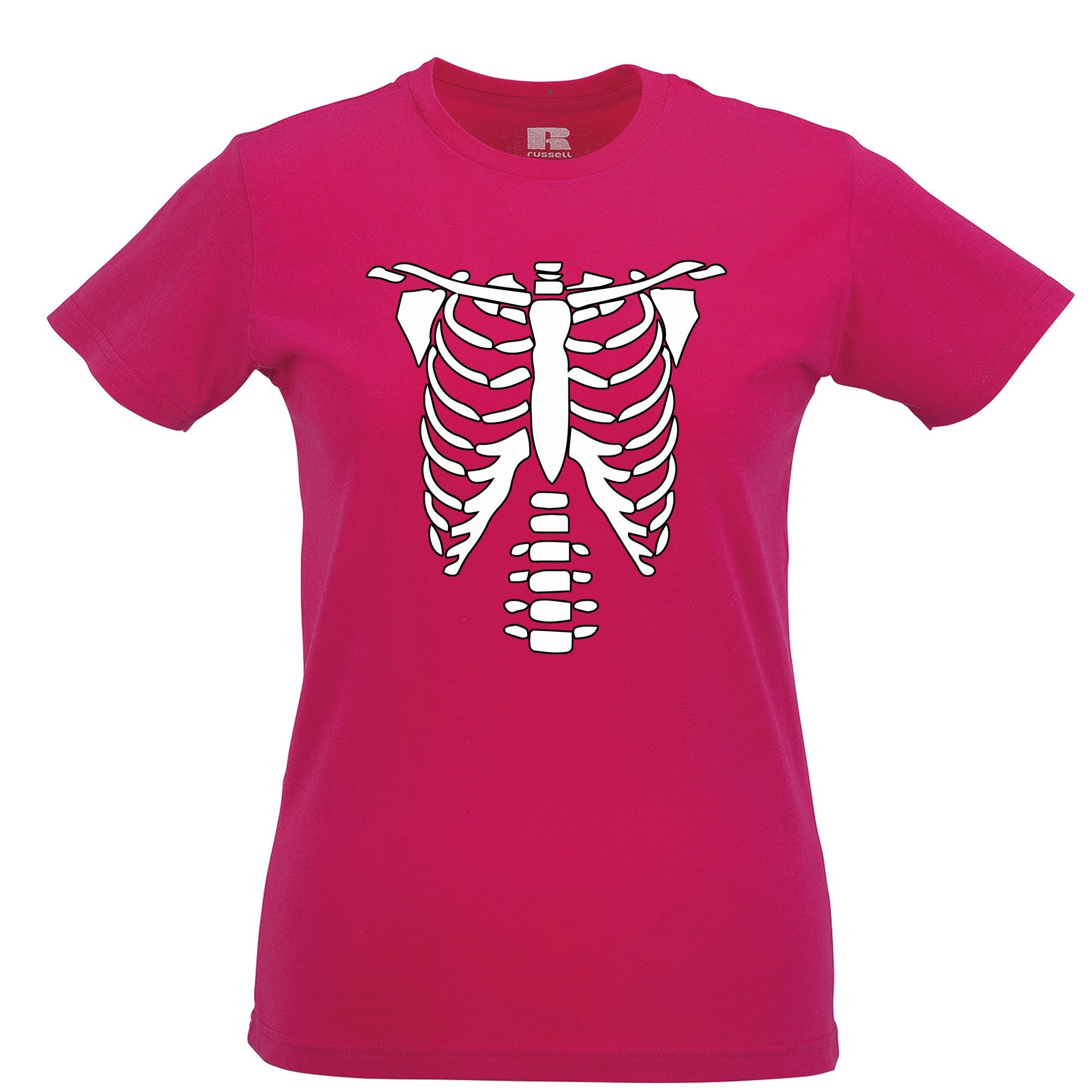 Halloween Womens T Shirt Skeleton Ribcage Chest