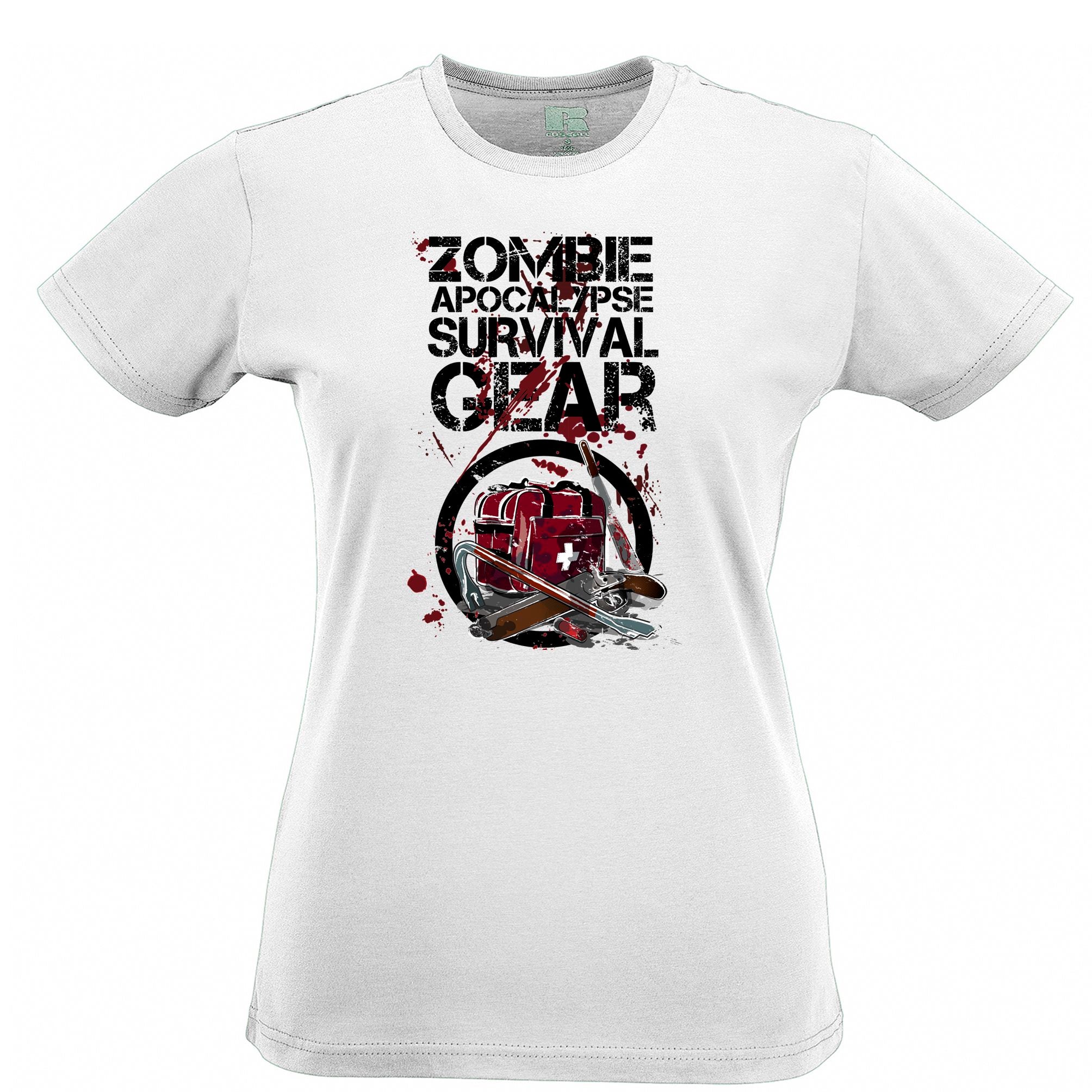 Halloween Womens T Shirt Zombie Apocolypse Survival Gear