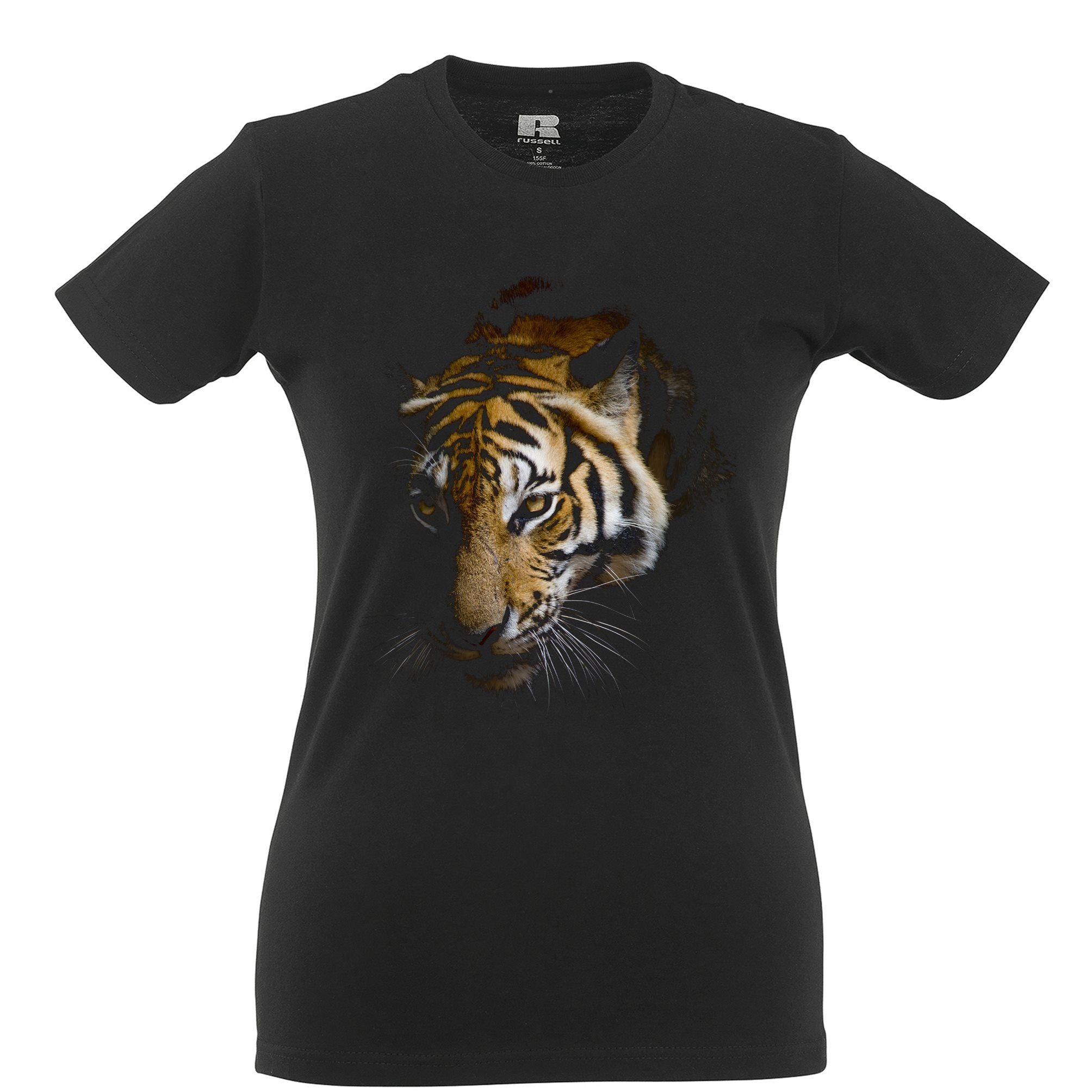 Tiger Womens T Shirt Photographic Animal Head