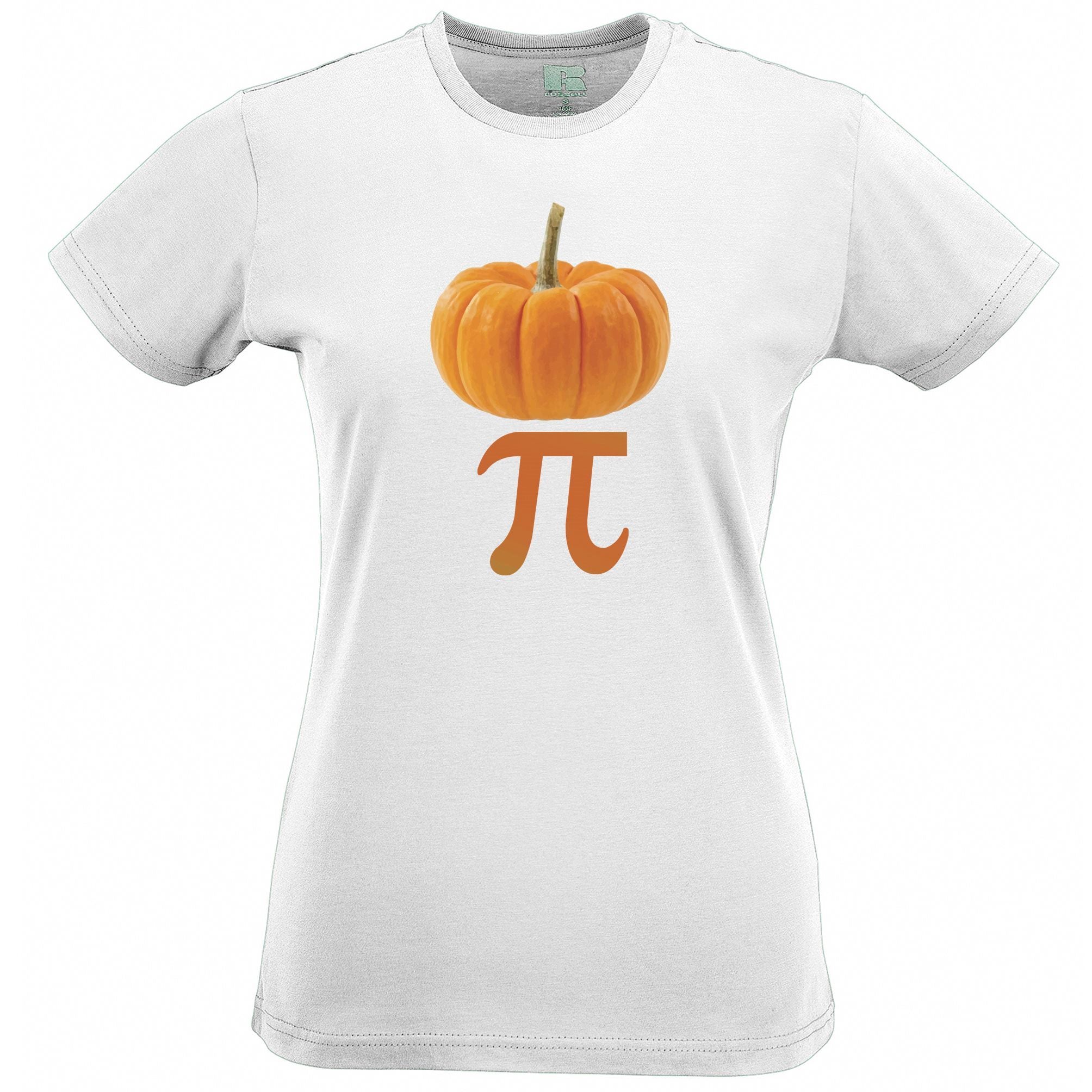 Novelty Womens T Shirt Pumpkin Pie Pi Math Pun Joke