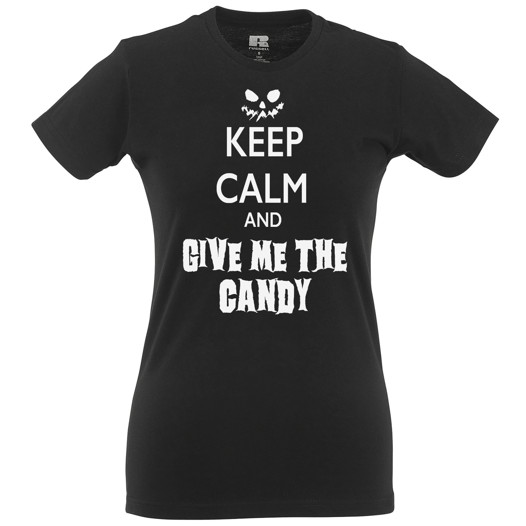 Halloween Womens T Shirt Keep Calm And Give Me The Candy