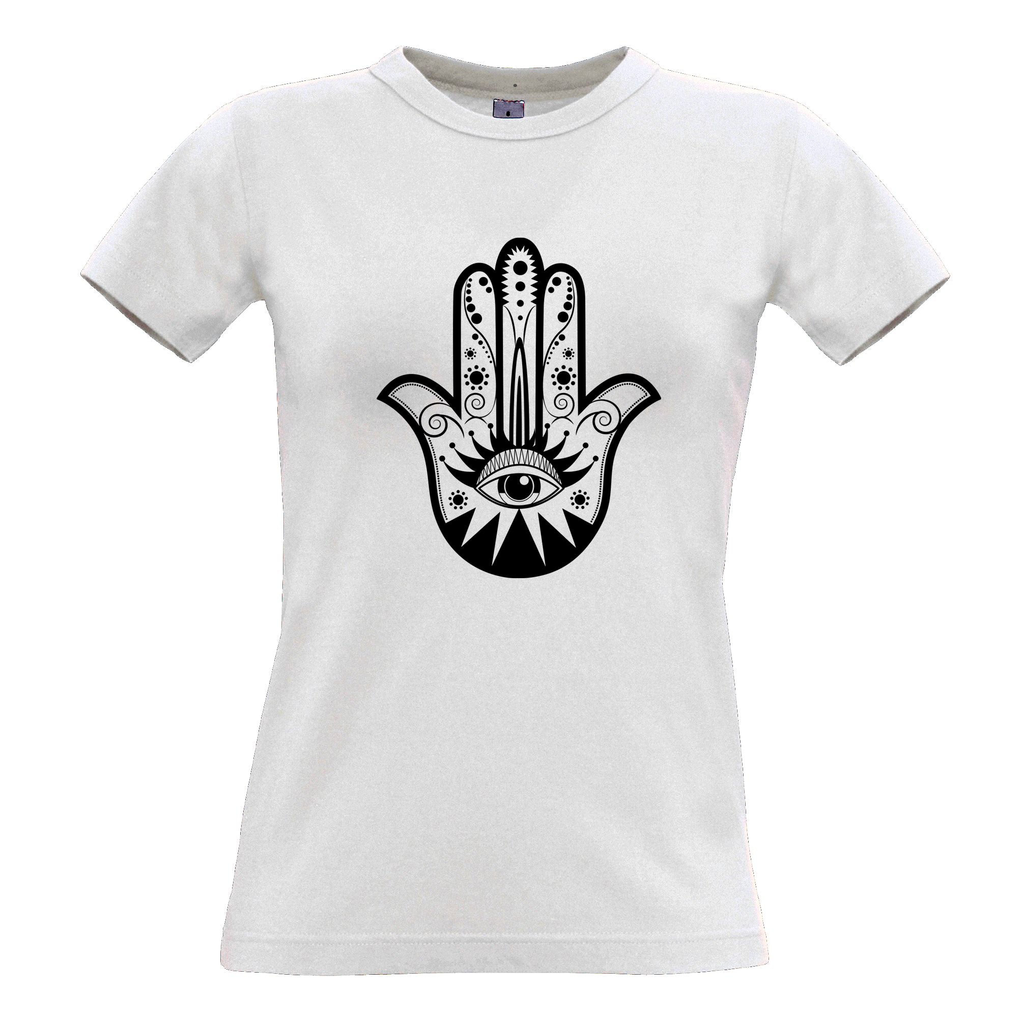 Traditional Art Womens T Shirt Hamsa Hand Graphic