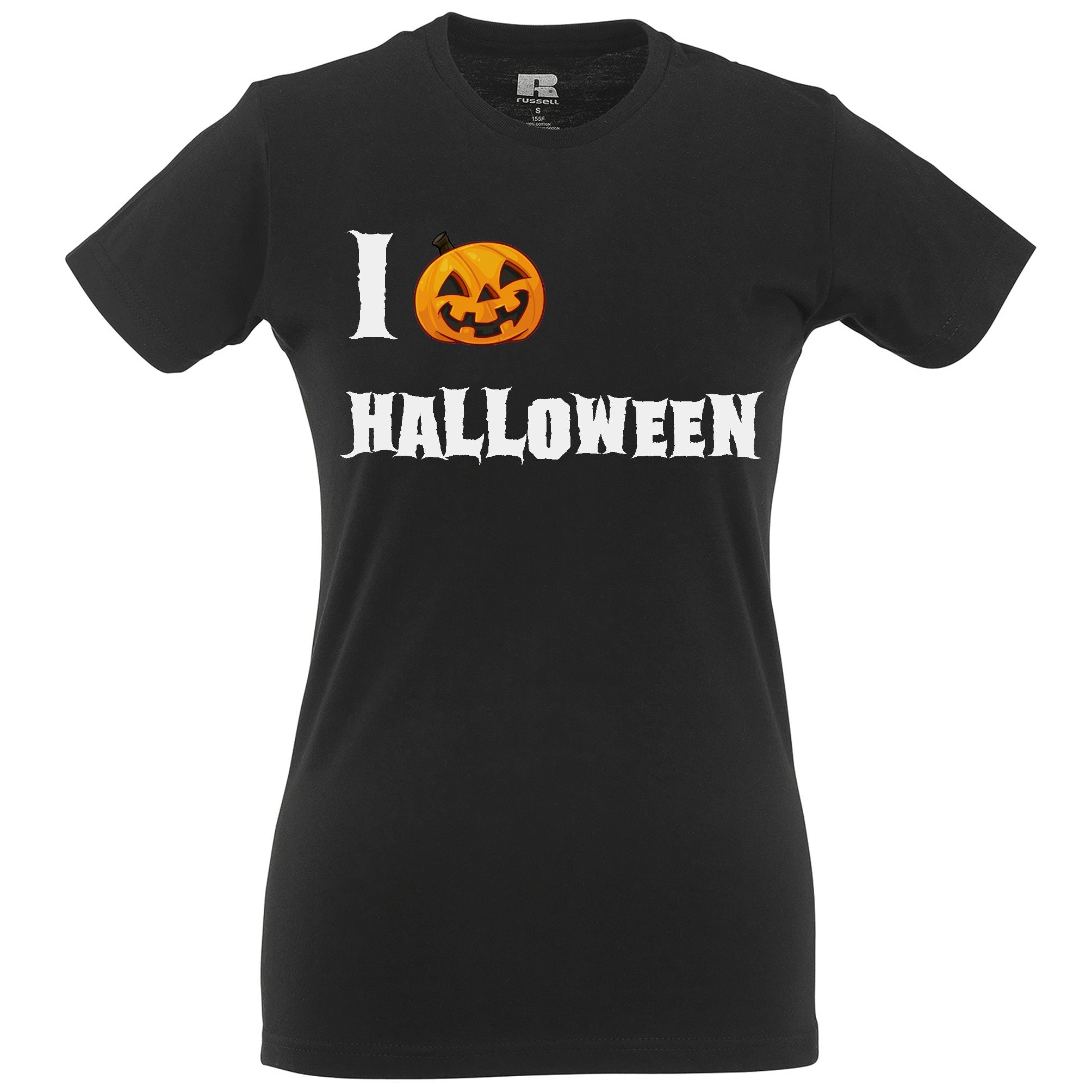 I Love Halloween Womens T Shirt Jack O Lantern